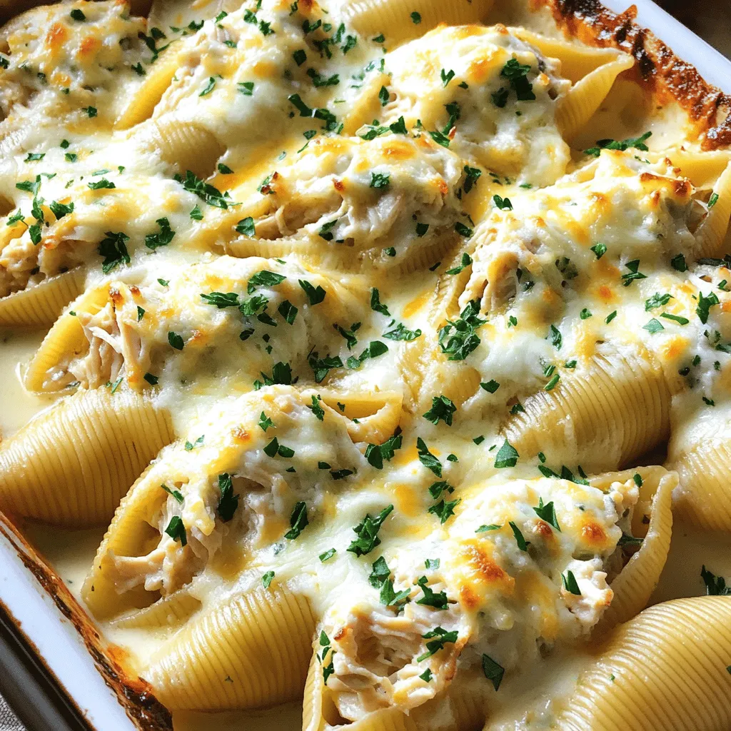 Hühnchen Alfredo gefüllte Muscheln Rezept Lecker