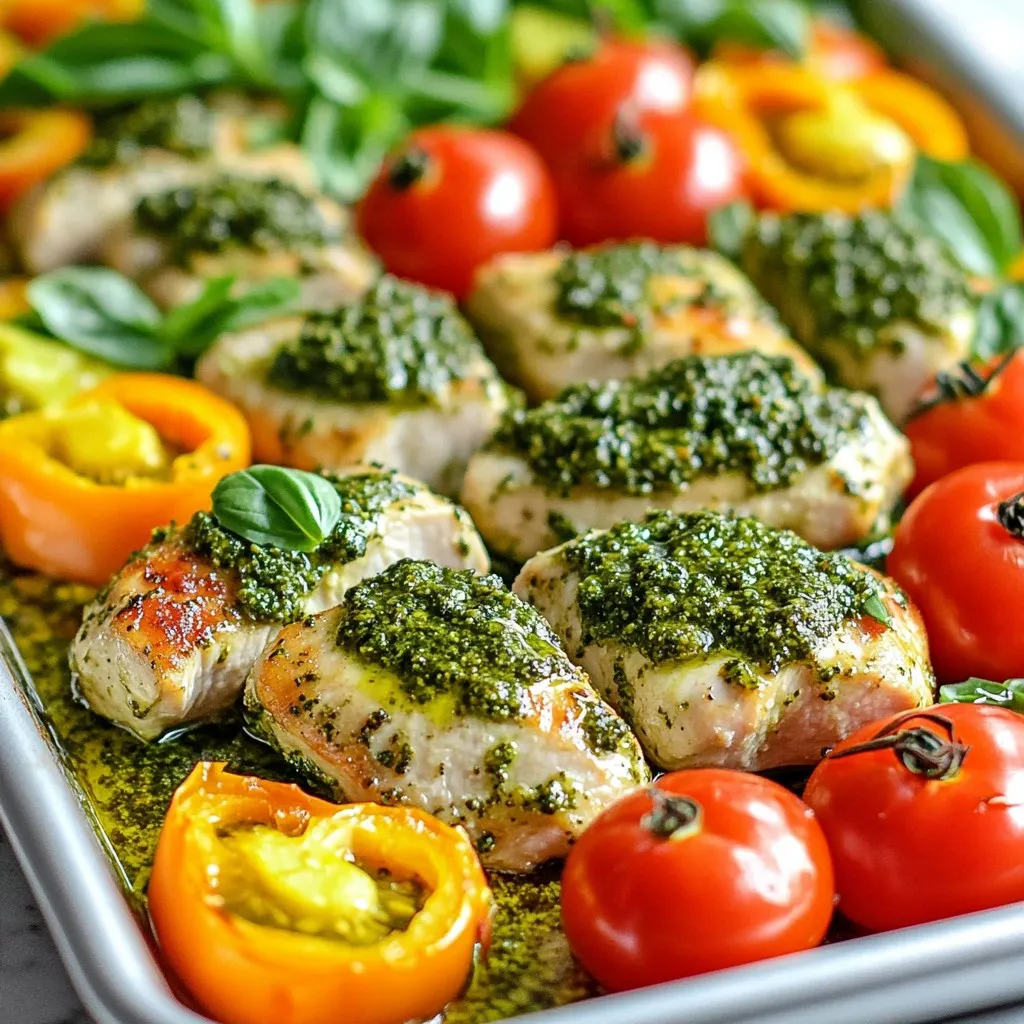 Blitzschnelles Sheet Pan Pesto Chicken &#038; Veggies Rezept