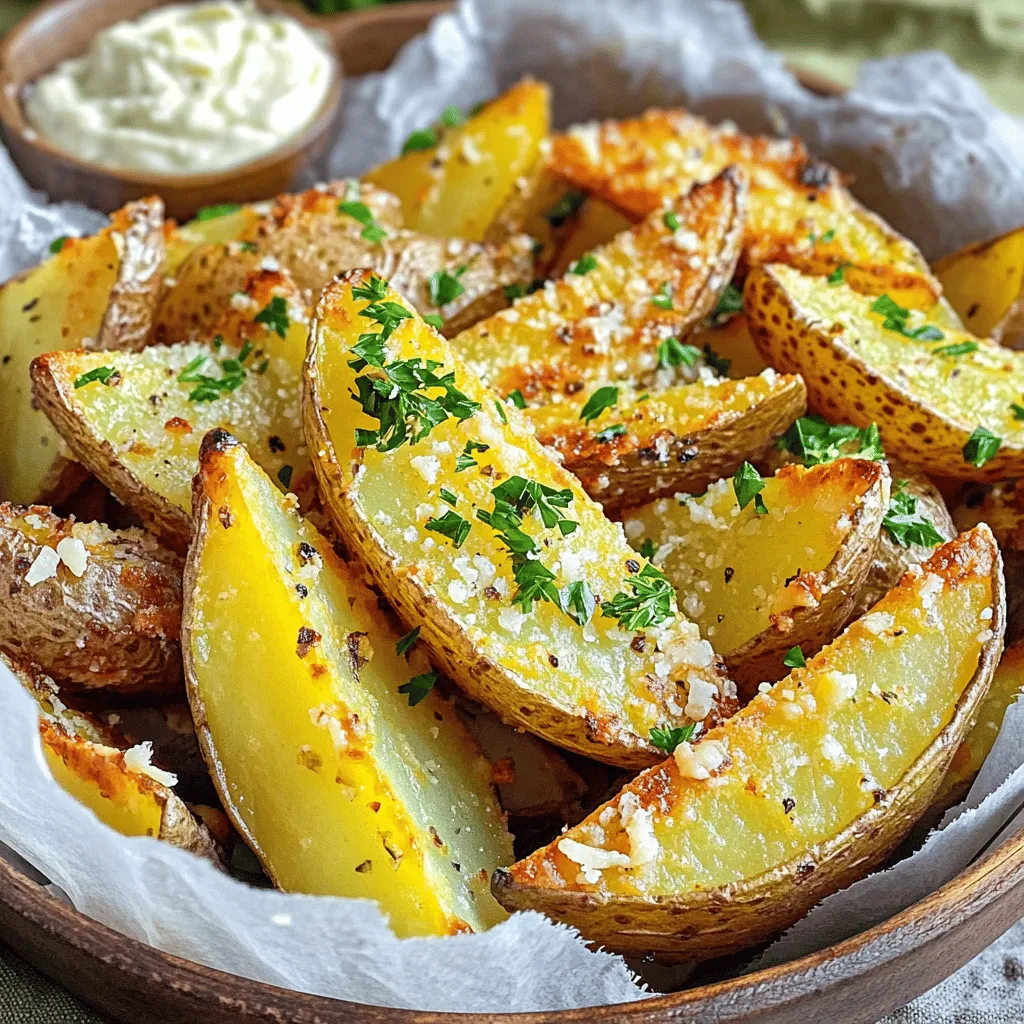 Air Fryer Garlic Parmesan Potato Wedges Knusprig Lecker