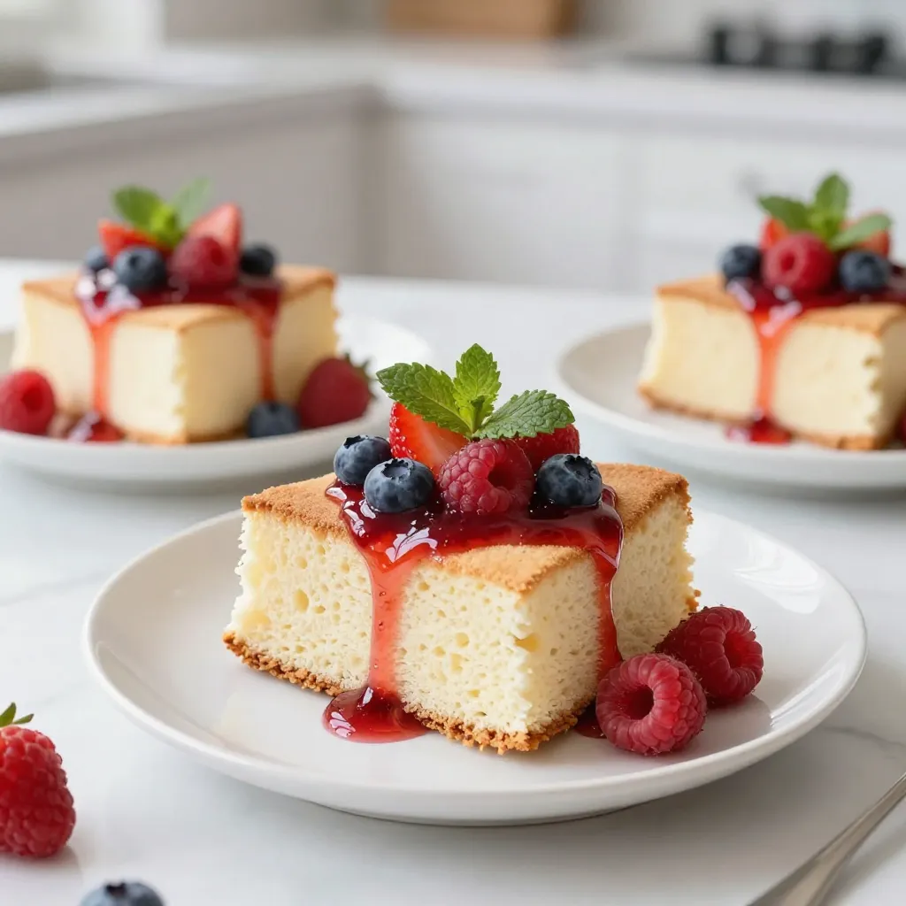 Klassischer Engelshaarkuchen mit Beerenkompott lecker