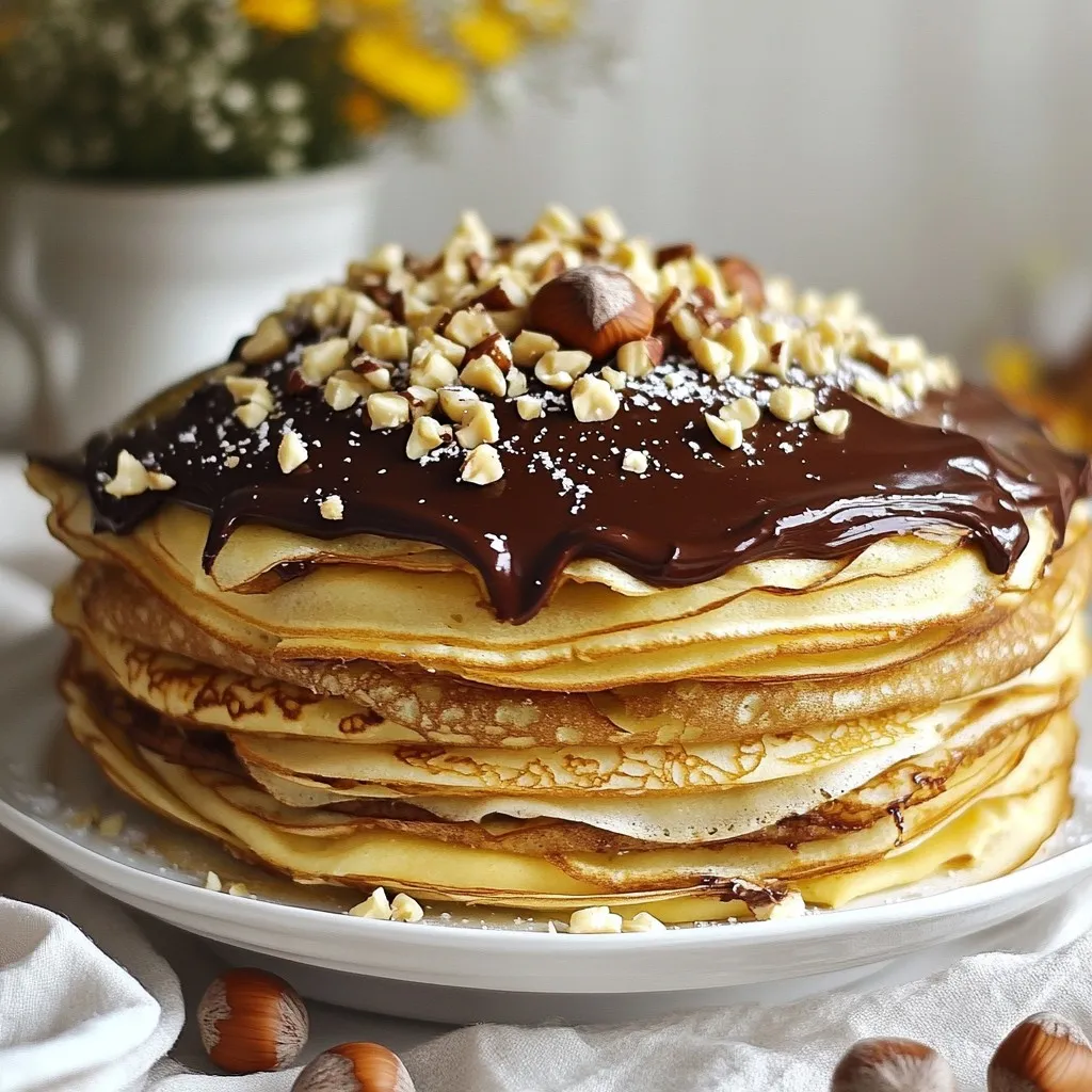 Schokoladen-Haselnuss-Crepe-Kuchen köstlich zubereiten