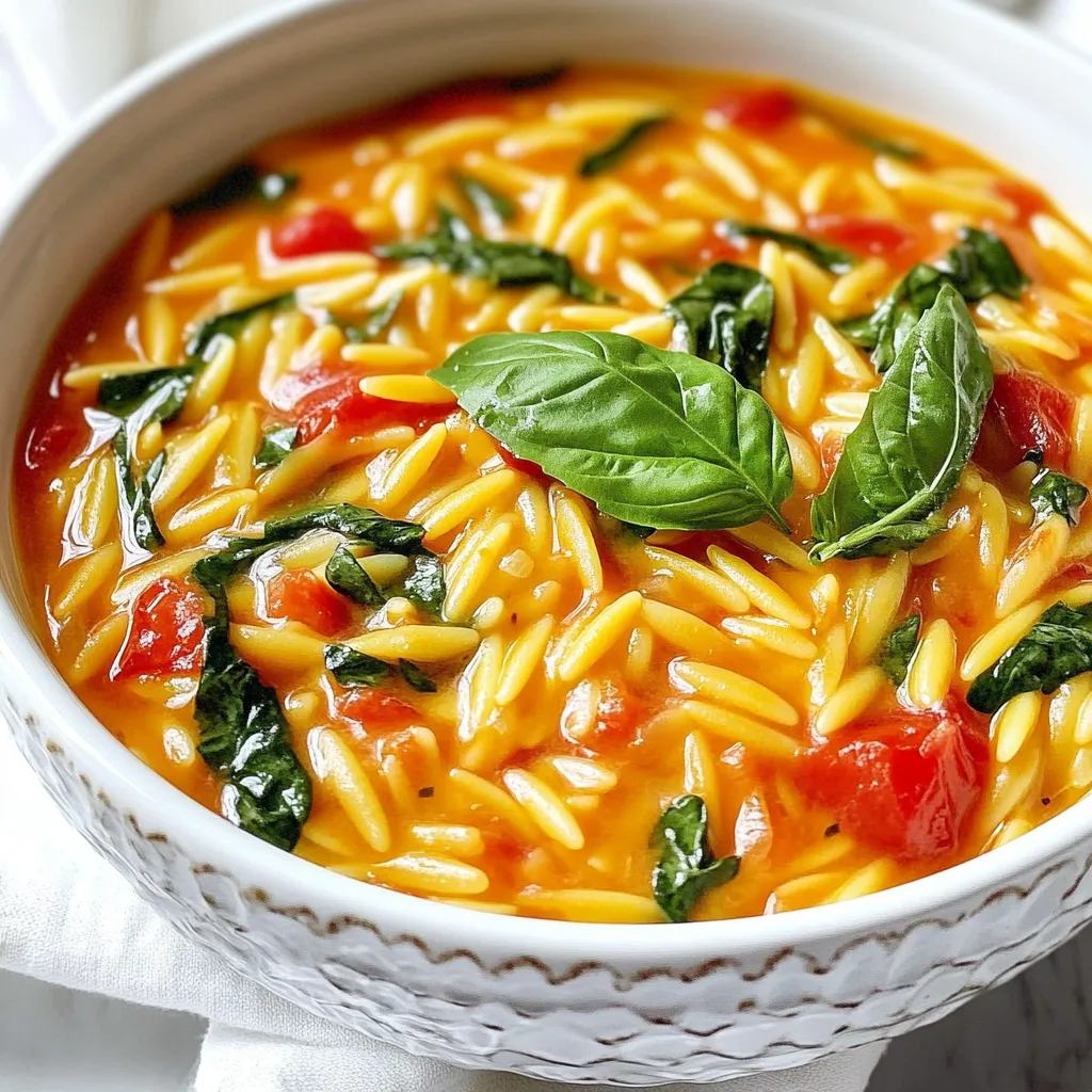 Creamy Tomato Spinach Orzo mit frischem Geschmack