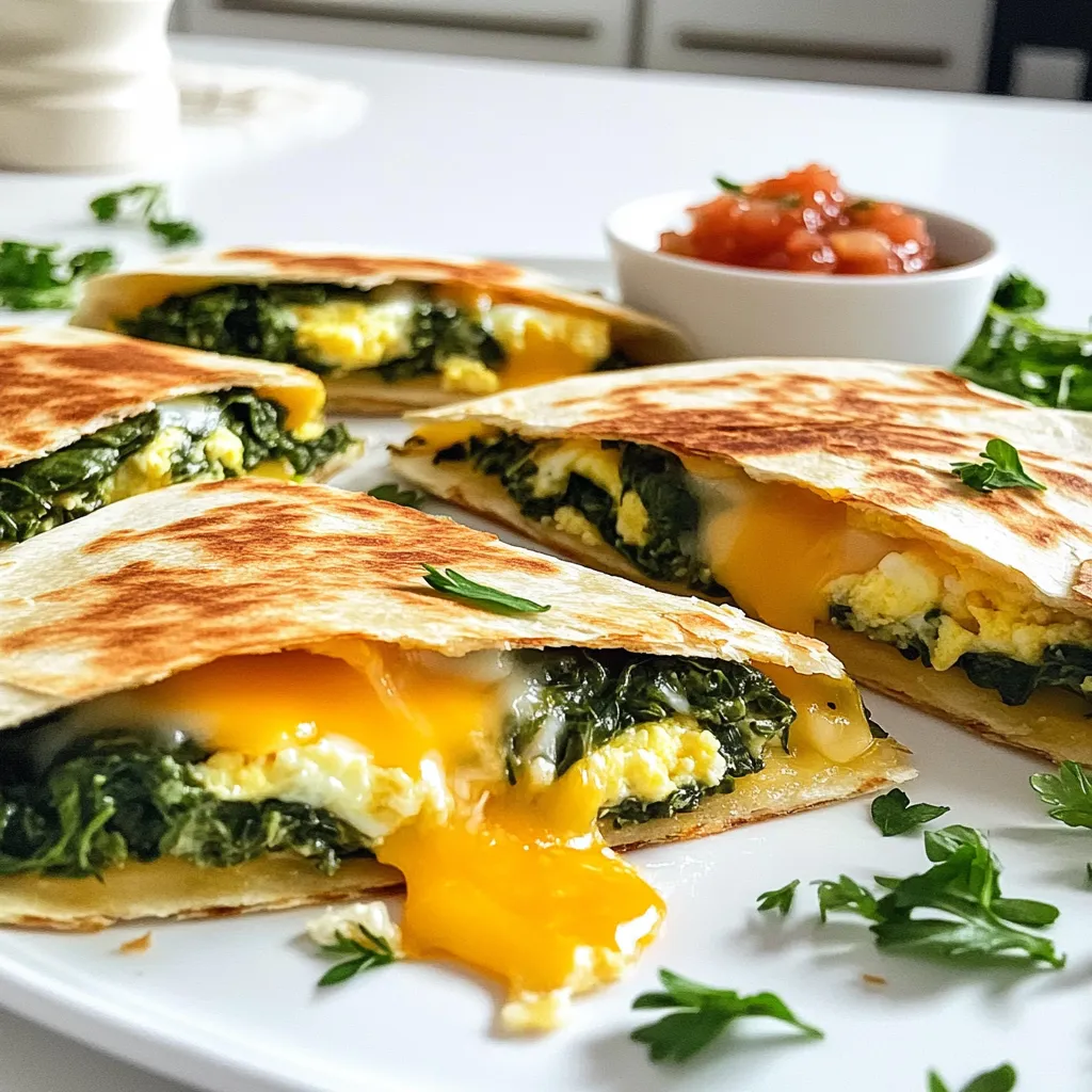 Cheesy Spinach Breakfast Quesadillas Genießen und Einfach