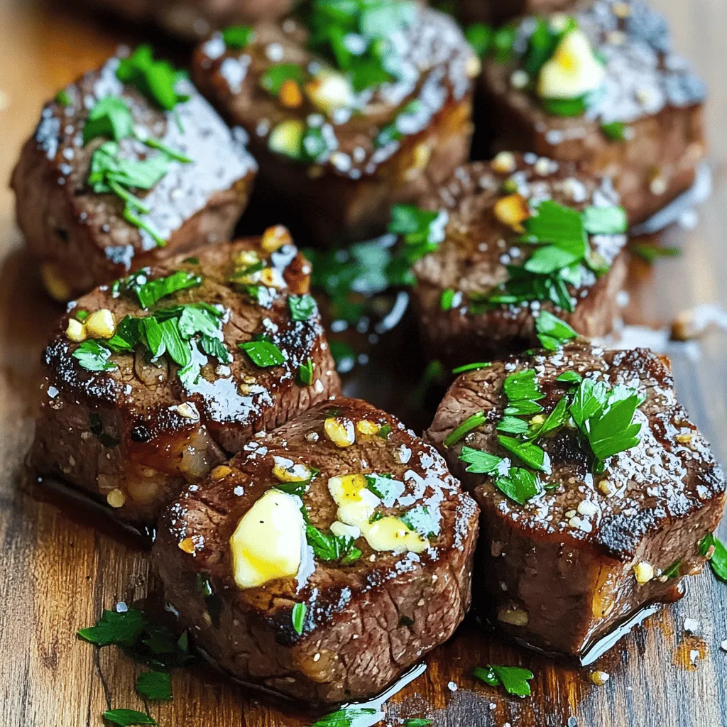 Knoblauch Butter Steak Bites Schnelles und einfaches Rezept