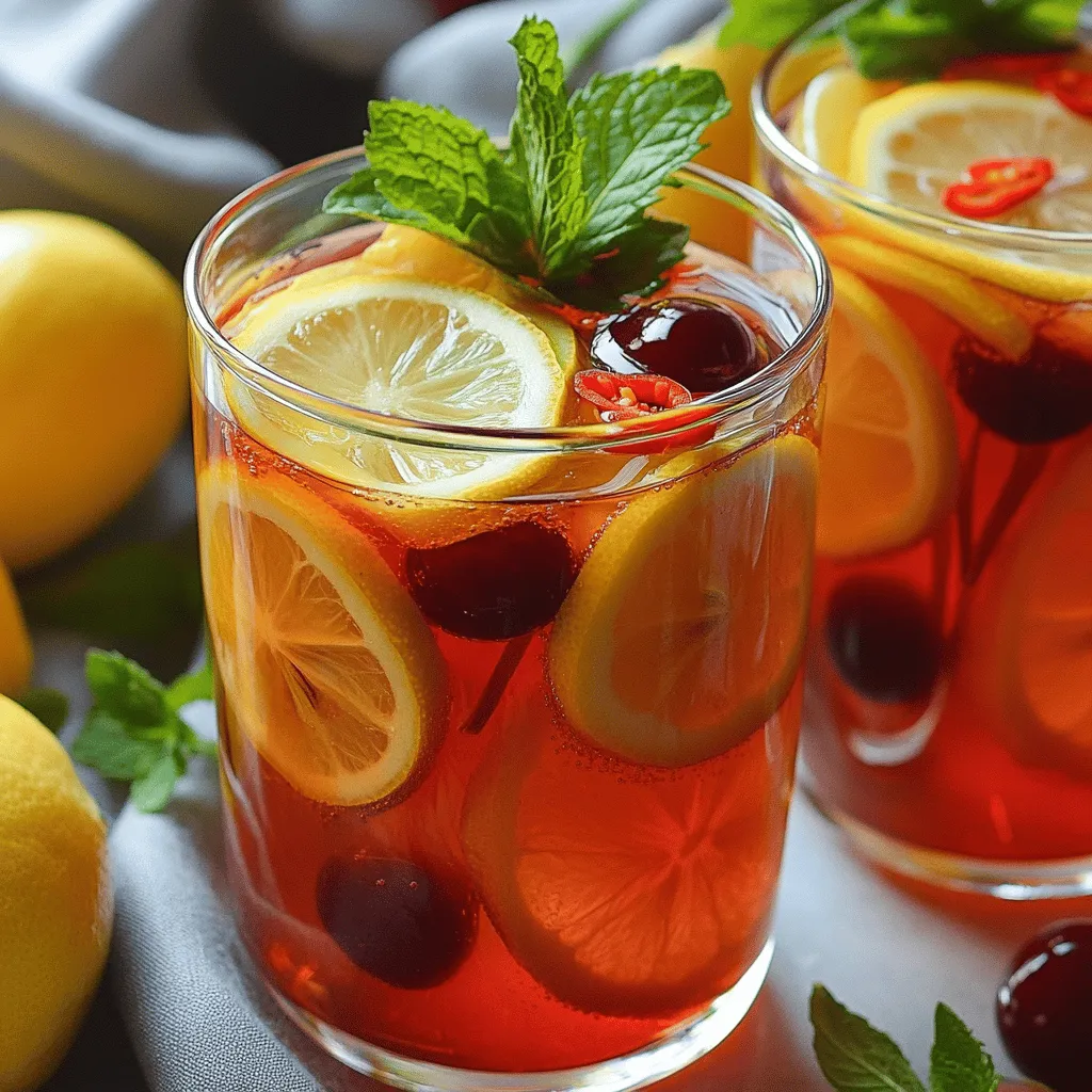 Sweet &#038; Spicy Cherry Ginger Iced Tea Rezept köstlich