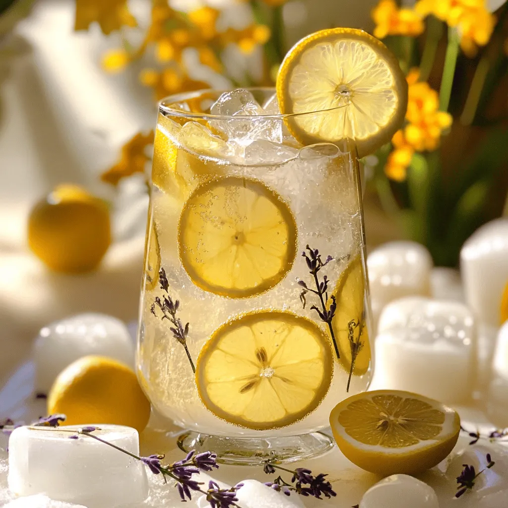 Für die spritzige Lavendel-Limonade brauchst du einige einfache Zutaten. Die Hauptzutaten sind frische Lavendelblüten, Zucker, Wasser, frisch gepresster Zitronensaft und Sprudelwasser. Diese Mischung gibt der Limonade ihren blumigen Geschmack und die spritzige Note.