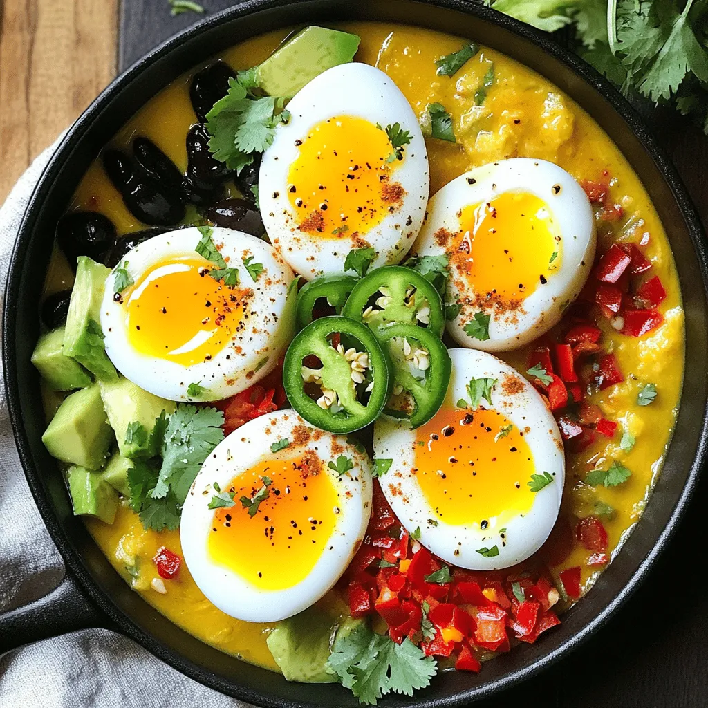 Um Frühstücks-Chili und Eier zu machen, braucht man frische Zutaten. Die Hauptzutaten sind Bohnen, Tomaten, Eier und Gemüse. Du benötigst eine Dose schwarze Bohnen, eine Dose Kidneybohnen und eine Dose gehackte Tomaten. Hinzu kommen Zwiebeln, Knoblauch und Paprika. Frische Jalapeños geben dem Gericht eine scharfe Note.