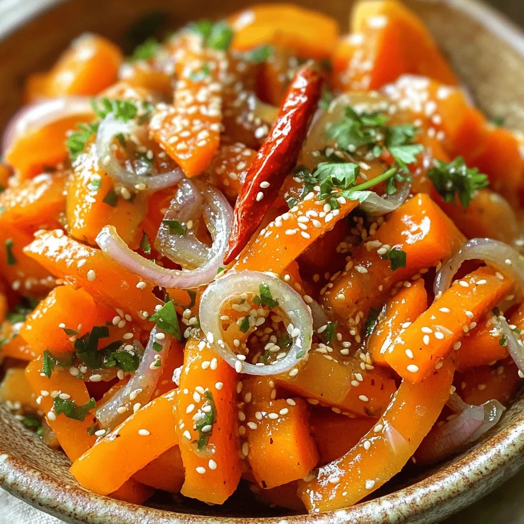 - 4 große Karotten - 3 Knoblauchzehen - 1 kleine Zwiebel - 1 rote Chili