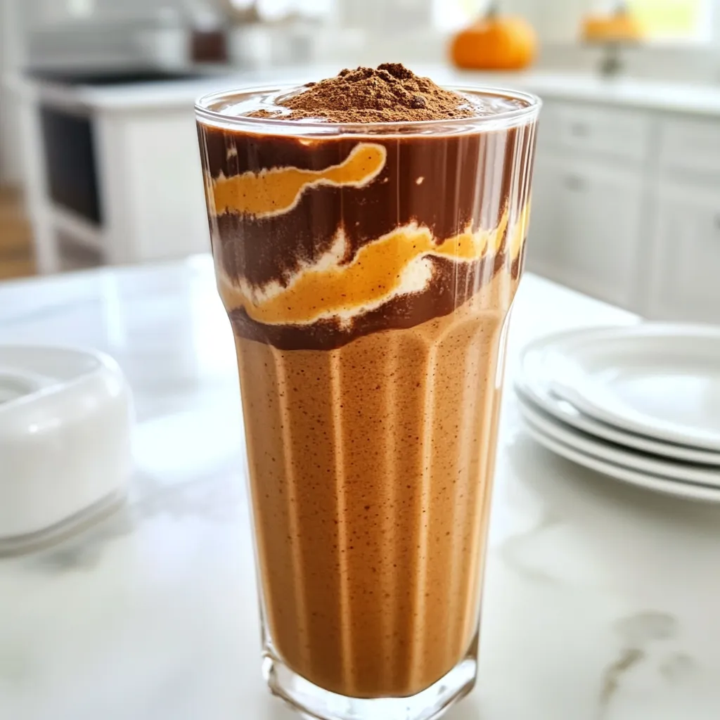 Schokoladen-Erdnussbutter-Kürbis-Protein-Smoothie Kraftboost