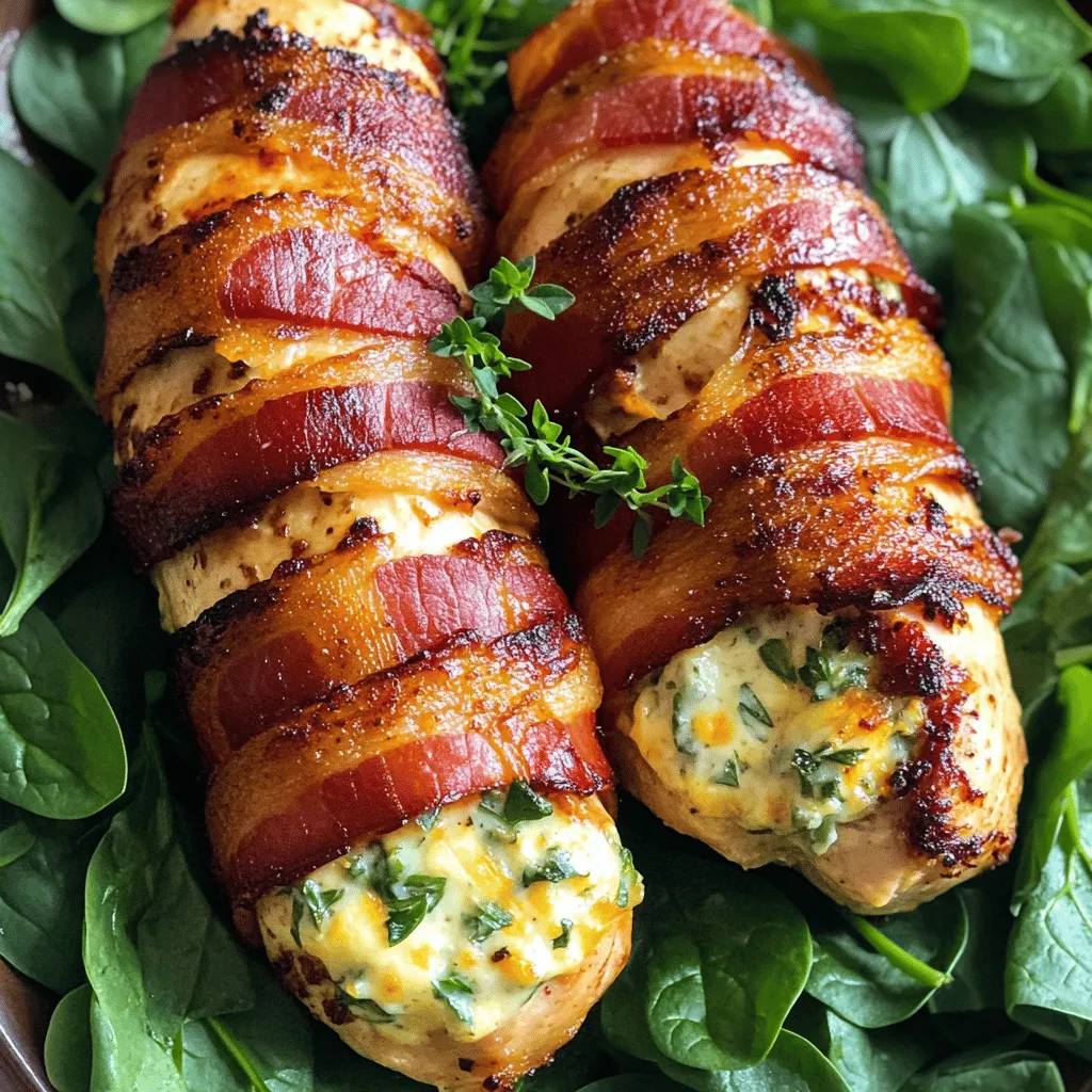 - 4 Hähnchenbrustfilets - 8 Scheiben Bacon - 100 g Frischkäse