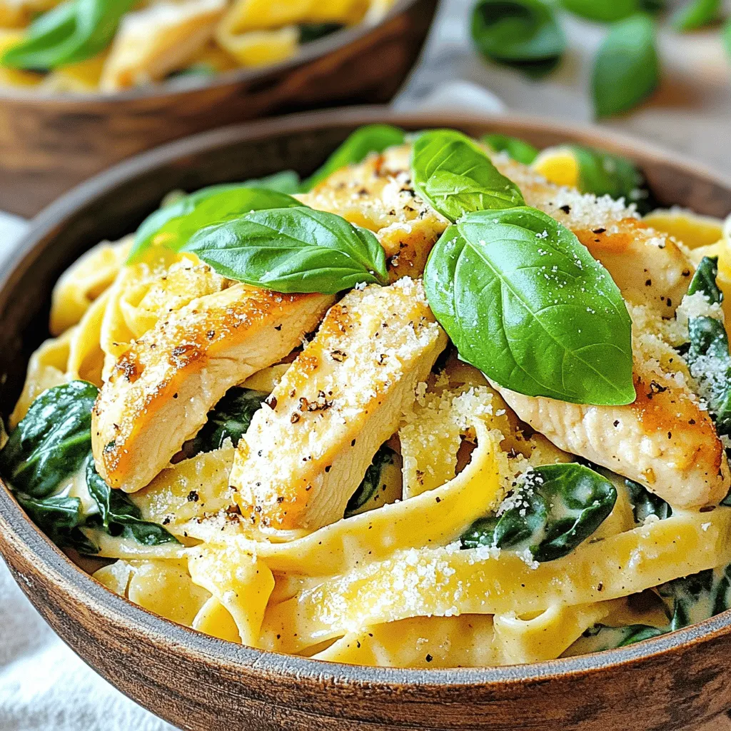Cremige Knoblauch-Hühnchen-Spinat-Pasta Genussvoll Rezept