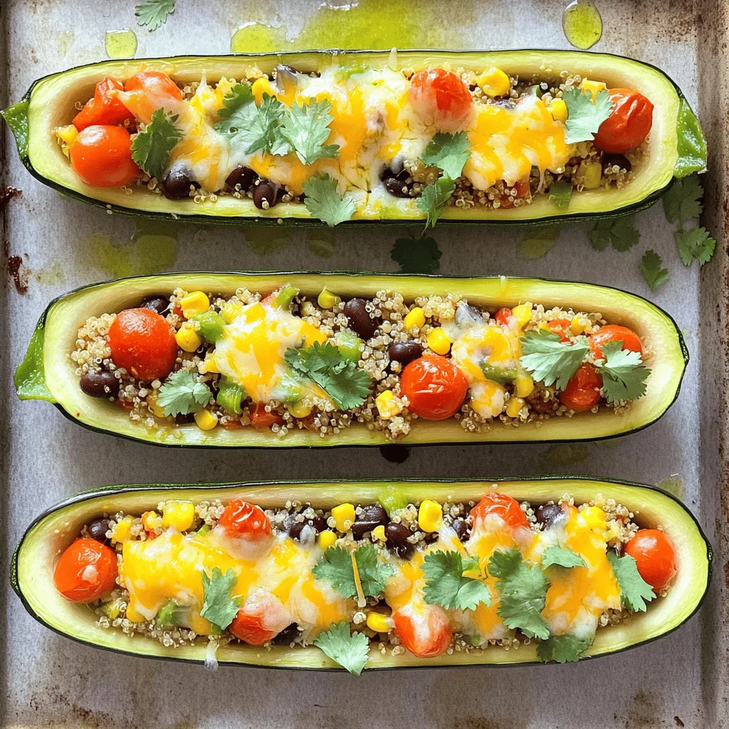 Herzhafte gefüllte Zucchini-Boote Schnell und Einfach