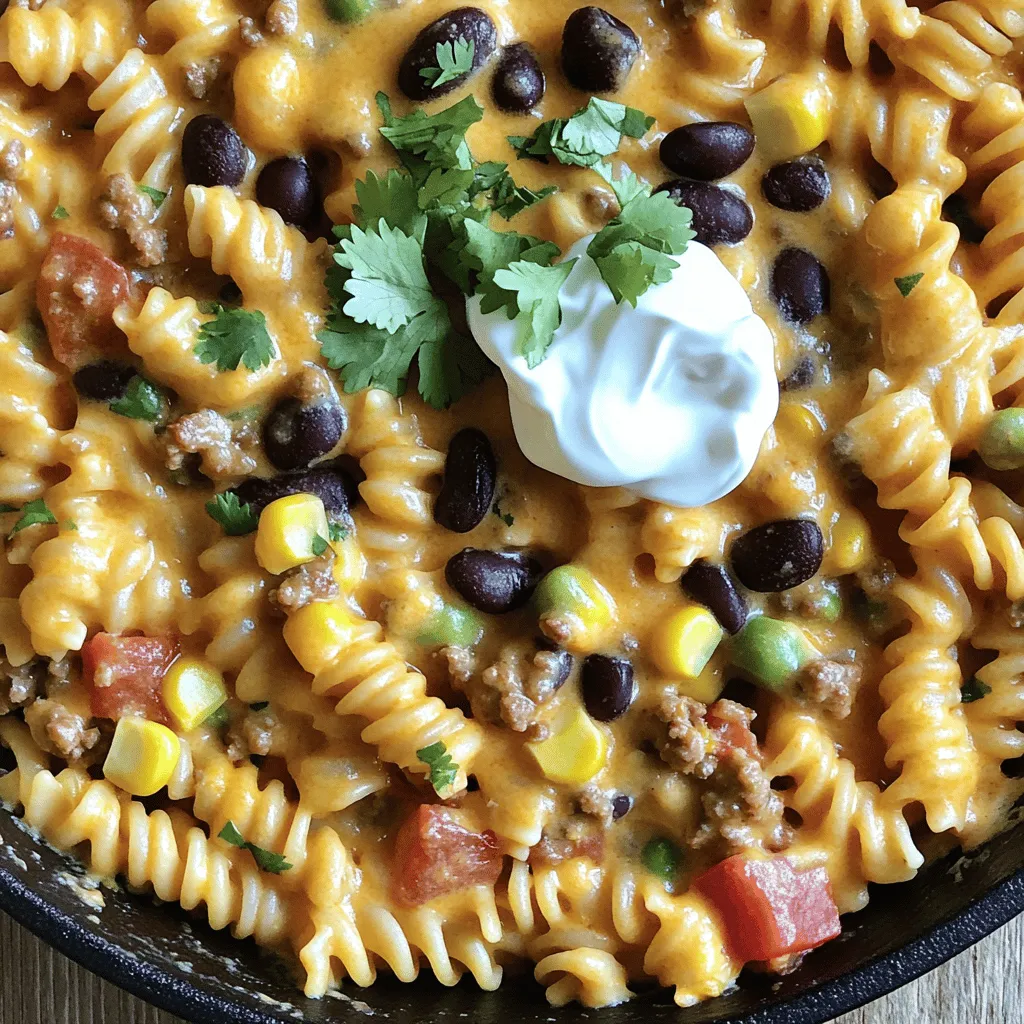 Cheesy Taco Pasta Skillet Einfache und herzhafte Mahlzeit