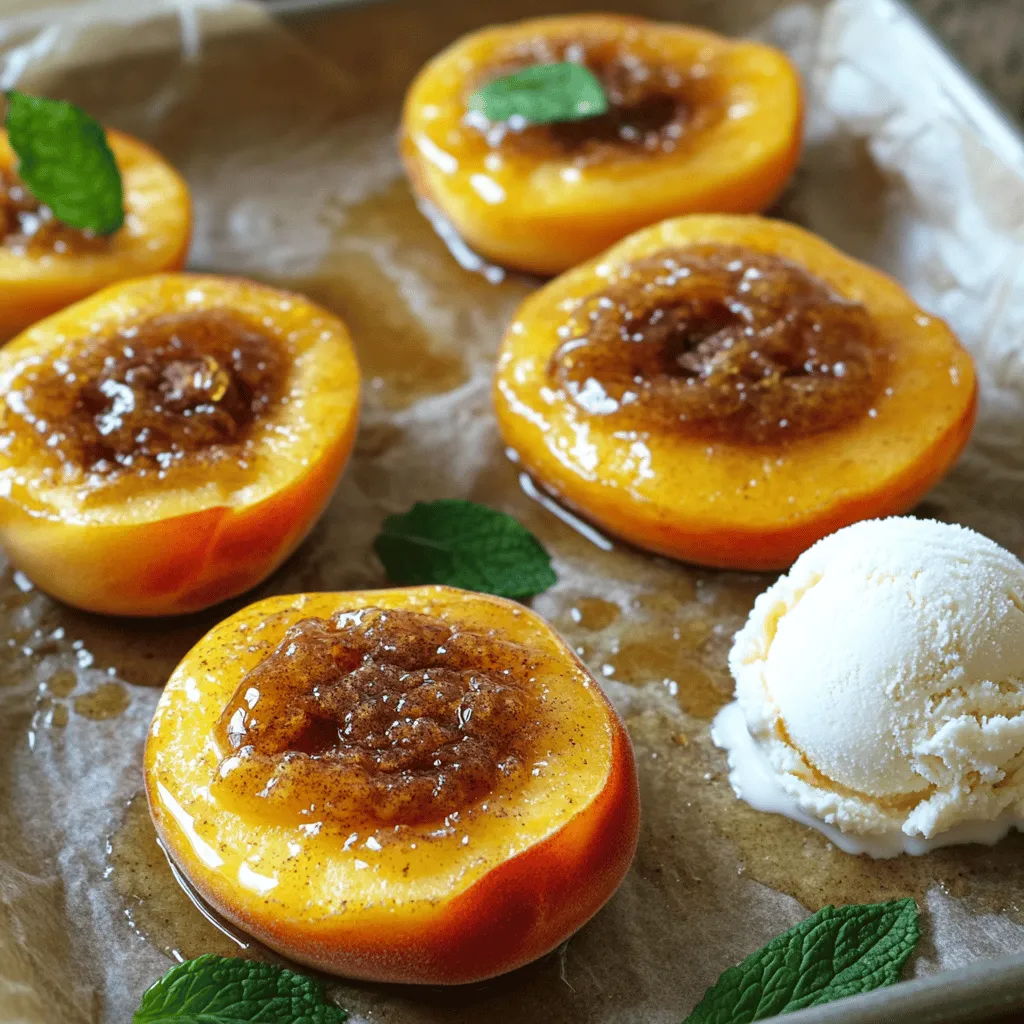 - 4 reife Pfirsiche - 4 Esslöffel brauner Zucker - 2 Teelöffel Zimt