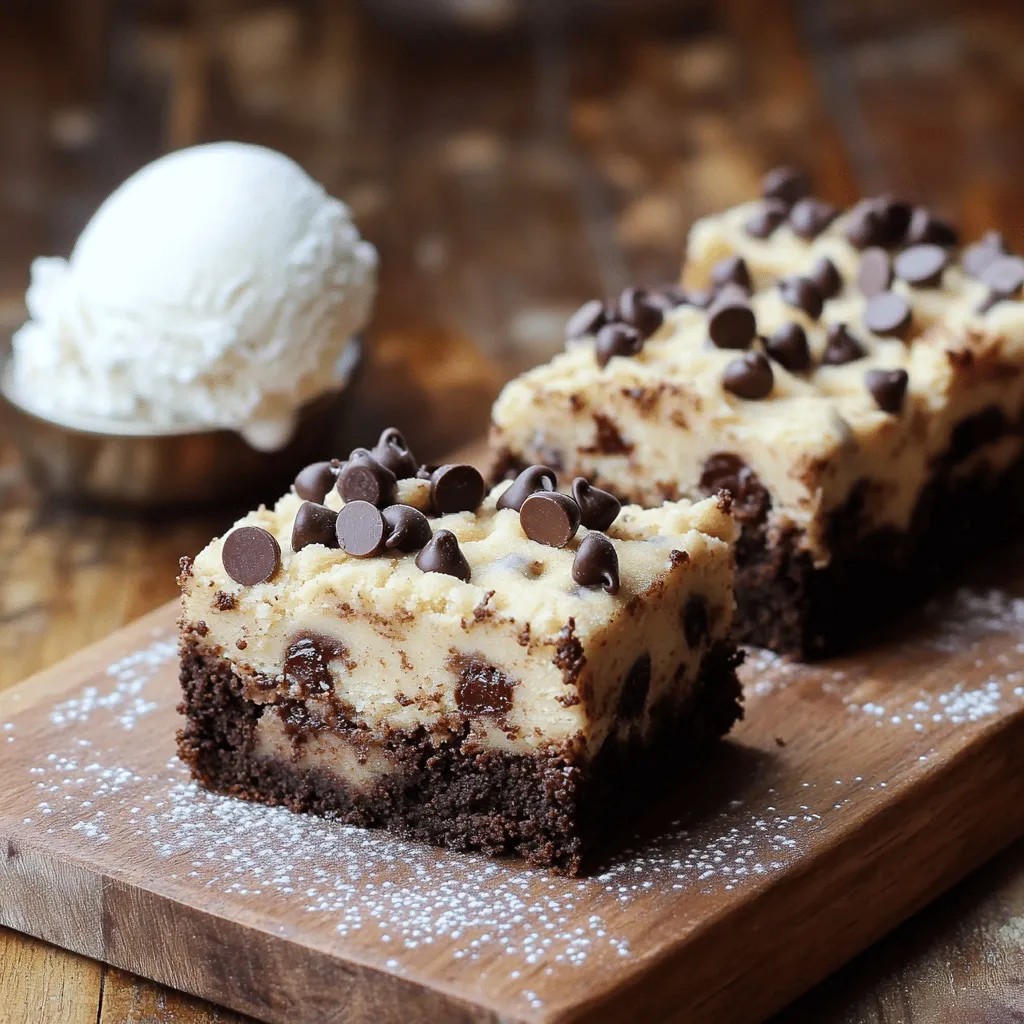 Für die Brownie-Schicht brauchst du: - 1/2 Tasse ungesalzene Butter, geschmolzen - 1 Tasse granulierten Zucker - 1/2 Tasse braunen Zucker, gepackt - 2 große Eier - 1 Teelöffel Vanilleextrakt - 1/2 Tasse Weizenmehl - 1/3 Tasse ungesüßtes Kakaopulver - 1/4 Teelöffel Salz - 1/4 Teelöffel Backpulver - 1/2 Tasse Schokoladenstückchen Diese Zutaten geben den Brownies eine schöne, fudgy Textur. Die Mischung von Zuckern sorgt für süße Tiefe. Die Schokoladenstückchen sind das Tüpfelchen auf dem i! Für die Keksteig-Schicht benötigst du: - 1/4 Tasse ungesalzene Butter, weich - 1/4 Tasse braunen Zucker, gepackt - 1/4 Tasse granulierten Zucker - 1/2 Teelöffel Vanilleextrakt - 1/4 Tasse Weizenmehl (hitzebehandelt) - 1/4 Teelöffel Salz - 1/2 Tasse Mini-Schokoladenstückchen Der Keksteig bringt ein weiches, leckeres Element in die Brownies. Achte darauf, das Mehl hitzebehandeln. So wirst du sicher, dass es sicher ist, es roh zu essen. Du brauchst einige einfache Utensilien: - Eine große Rührschüssel - Eine zweite Schüssel für den Keksteig - Ein Handmixer oder Schneebesen - Eine quadratische Backform (20x20 cm) - Backpapier - Ein Holzlöffel oder Spatel - Ein Zahnstocher, um die Brownies zu testen Diese Utensilien helfen dir, alles gut zu mixen und die Brownies perfekt zu backen. Mit der richtigen Ausrüstung wird das Backen einfach und spaßig! Wenn du alle Zutaten und Utensilien bereit hast, bist du bereit für das leckere Abenteuer der Schokoladenkeksteig-Brownies.Um die Brownies zu machen, heize zuerst deinen Ofen auf 175°C vor. Fette eine quadratische Backform ein und lege sie mit Backpapier aus. Das macht das Herausnehmen später einfacher. In einer großen Schüssel vermenge die geschmolzene Butter, den granulierten Zucker und den braunen Zucker. Rühre alles gut um. Jetzt füge die Eier einzeln hinzu. Rühre nach jeder Zugabe gut um, damit alles gut vermischt ist. Dann kommt der Vanilleextrakt dazu. In einer anderen Schüssel mische das Mehl, Kakaopulver, Salz und Backpulver. Gib diese trockenen Zutaten schrittweise zur feuchten Mischung. Rühre vorsichtig, bis alles gerade so vermischt ist. Achte darauf, nicht zu viel zu rühren. Hebe schließlich die Schokoladenstückchen unter und gieße den Teig in die vorbereitete Backform. Verteile ihn gleichmäßig auf dem Boden. Jetzt ist es Zeit für den Keksteig. In einer weiteren Schüssel schlägst du die weiche Butter, den braunen Zucker und den granulierten Zucker mit einem Mixer schaumig. Die Mischung sollte leicht und fluffig sein. Dann kommt der Vanilleextrakt dazu. Füge das hitzebehandelte Mehl und das Salz hinzu. Rühre, bis ein weicher Teig entsteht. Hebe dann die Mini-Schokoladenstückchen unter. Für die Schichtung löffle kleine Portionen des Keksteigs gleichmäßig auf den Brownieteig. Verteile sie vorsichtig, um die Oberfläche zu bedecken. Mit einem Messer oder einem Zahnstochters kannst du die Schichten leicht verwirbeln. Das sieht schön aus! Backe die Brownies nun im vorgeheizten Ofen für etwa 25-30 Minuten. Ein Zahnstocher sollte größtenteils sauber herauskommen, wenn du ihn in die Mitte steckst. Lass die Brownies etwa 10 Minuten in der Form abkühlen. Nutze das überhängende Backpapier, um sie herauszuheben. Lass sie auf einem Kuchengitter vollständig abkühlen, bevor du sie in Quadrate schneidest. Nach dieser Schritt-für-Schritt-Anleitung hast du köstliche Schokoladenkeksteig-Brownies.Um die besten Brownies zu machen, achte auf die Konsistenz. Die Brownies sollten innen weich, aber nicht roh sein. Backe sie für 25-30 Minuten. Ein Zahnstocher ist dein Freund hier. Wenn er mit ein paar Krümeln herauskommt, sind die Brownies perfekt. Lasse sie nach dem Backen kurz abkühlen. So bleiben sie saftig. Ein häufiger Fehler ist, die Brownies zu lange zu backen. Dies macht sie trocken. Mische die trockenen Zutaten nicht zu stark. Zu viel Rühren macht den Teig zäh. Verwende hitzebehandeltes Mehl für den Keksteig. Das schützt dich vor Bakterien. Achte immer darauf, die Zutaten gut abzumessen. Die Präsentation macht viel aus. Serviere die Brownies auf einem schönen Teller. Eine Prise Puderzucker oben drauf sieht toll aus. Du kannst auch eine Kugel Vanilleeis dazu geben. Das macht das Dessert noch besser. Für einen besonderen Touch, füge frische Beeren hinzu. Sie bringen Farbe und Frische. {{image_4}} Um vegane Schokoladenkeksteig-Brownies zu machen, ersetze die Eier. Nutze dafür Apfelmus oder Leinsamen. Für die Butter wähle vegane Margarine. Diese Anpassungen machen die Brownies pflanzenbasiert und lecker. Du wirst den Unterschied nicht einmal bemerken! Für glutenfreie Brownies verwende glutenfreies Mehl. Dieses Mehl ist in vielen Geschäften leicht erhältlich. Achte darauf, dass alle anderen Zutaten auch glutenfrei sind. So kannst du jeden in deiner Familie glücklich machen, auch die mit einer Glutenunverträglichkeit. Möchtest du deinen Brownies mehr Textur geben? Füge Nüsse hinzu! Walnüsse oder Pekannüsse passen hervorragend. Für eine süßere Note probiere Karamellstückchen oder einen Karamellteig. Diese Extras machen deine Brownies noch schmackhafter und interessanter. Lass deiner Kreativität freien Lauf!Um die Schokoladenkeksteig-Brownies frisch zu halten, lege sie in einen luftdichten Behälter. Du kannst auch Frischhaltefolie verwenden, um sie abzudecken. So bleiben sie weich und lecker. Im Kühlschrank halten die Brownies etwa eine Woche. Wenn du sie länger aufbewahren möchtest, friere sie ein. So bleiben sie bis zu drei Monate frisch. Teile die Brownies in Portionen, bevor du sie einfrierst. Das erleichtert das spätere Auftauen. Um die Brownies wieder aufzuheizen, lege sie für 10 bis 15 Sekunden in die Mikrowelle. Achte darauf, sie nicht zu lange zu erhitzen. So bleiben sie weich und schokoladig. Alternativ kannst du sie auch im Ofen kurz aufwärmen, um die Konsistenz zu verbessern. Die Brownies bleiben frisch für etwa eine Woche. Bewahre sie in einem luftdichten Behälter auf. Dadurch bleiben sie weich und lecker. Wenn du sie länger aufbewahren möchtest, friere sie ein. So halten sie sich bis zu drei Monate. Ja, du kannst die Schokoladenstückchen leicht ersetzen. Probiere Nüsse, Karamell oder sogar getrocknete Früchte. Denke daran, die Menge gleich zu halten. So bleibt die Konsistenz der Brownies perfekt. Wenn deine Brownies trocken sind, könnte es an zu langem Backen liegen. Achte darauf, sie nicht zu überbacken. Wenn du das Problem hast, kann ein wenig Sahne helfen. Erwärme die Brownies und serviere sie mit Eis. Das macht sie wieder saftig und lecker. Diese Anleitung hat gezeigt, wie du köstliche Brownie-Keksteig-Schichten machst. Du hast gelernt, welche Zutaten du brauchst und wie du sie zubereitest. Die Tipps helfen dir, perfekte Brownies zu backen und häufige Fehler zu vermeiden. Variationen bieten dir kreative Ideen, um diese Leckerei zu gestalten. Denk auch an die richtige Lagerung und Haltbarkeit. So bleiben deine Brownies frisch. Probiere es aus und genieße selbstgemachte Brownies, die allen schmecken!