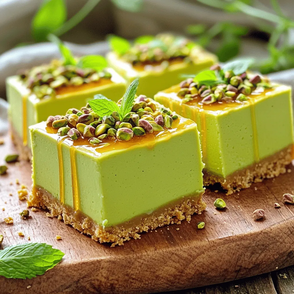 Pistachio Cheesecake Bars No Bake Einfach und Lecker