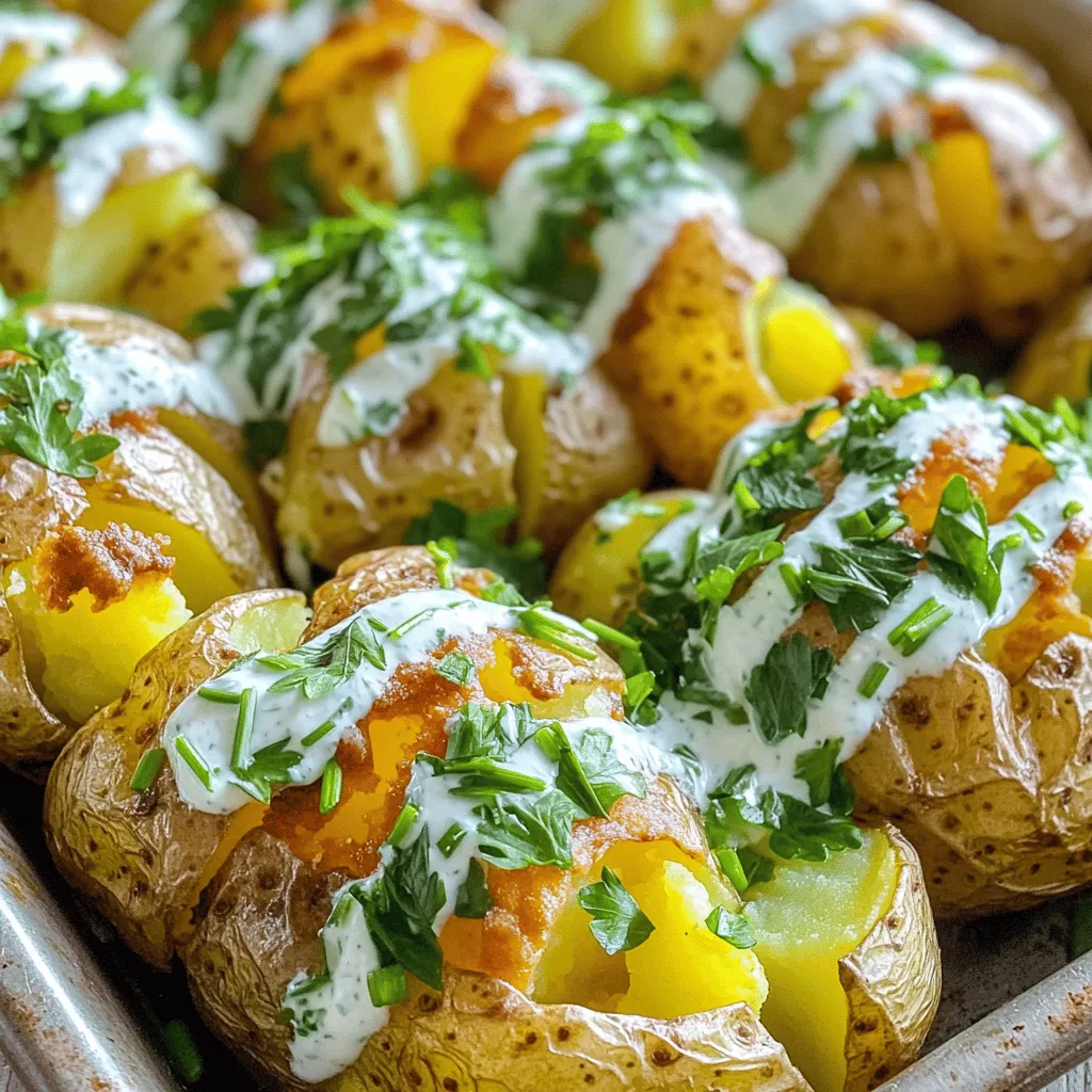 Der knusprige Kartoffelsalat hat einige Hauptzutaten, die ihn besonders machen. Zuerst benötigen wir kleine Kartoffeln. Fingerling oder neue Kartoffeln sind am besten geeignet. Sie sind zart und lassen sich gut zerdrücken. Diese Kartoffeln geben dem Salat eine tolle Textur.