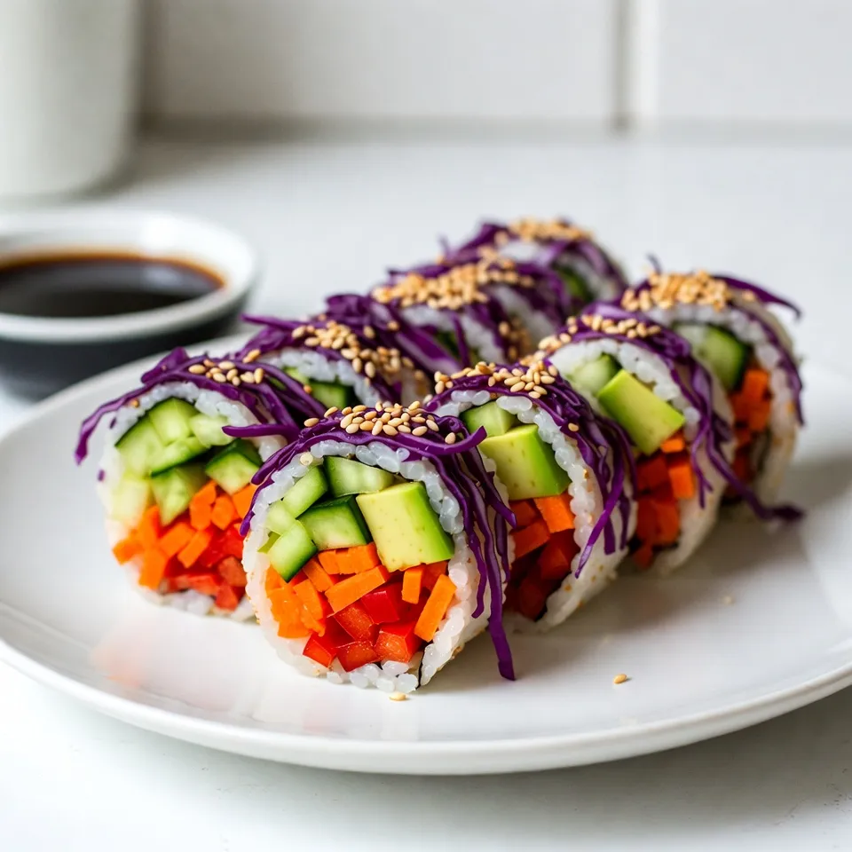 Regenbogen Gemüse Sushi Rolls Einfach und Köstlich
