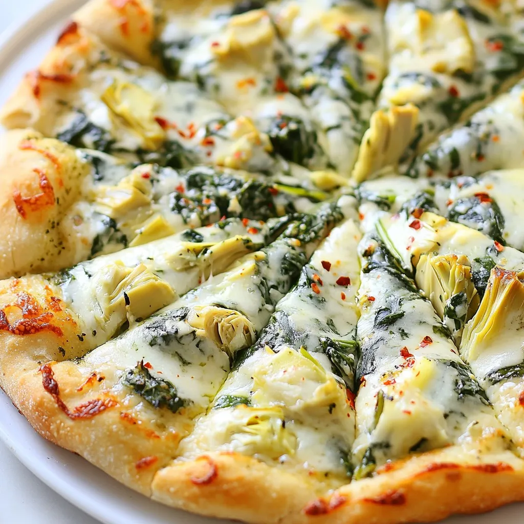 Cremige Spinat-Artischocken-Pizza Einfaches Rezept