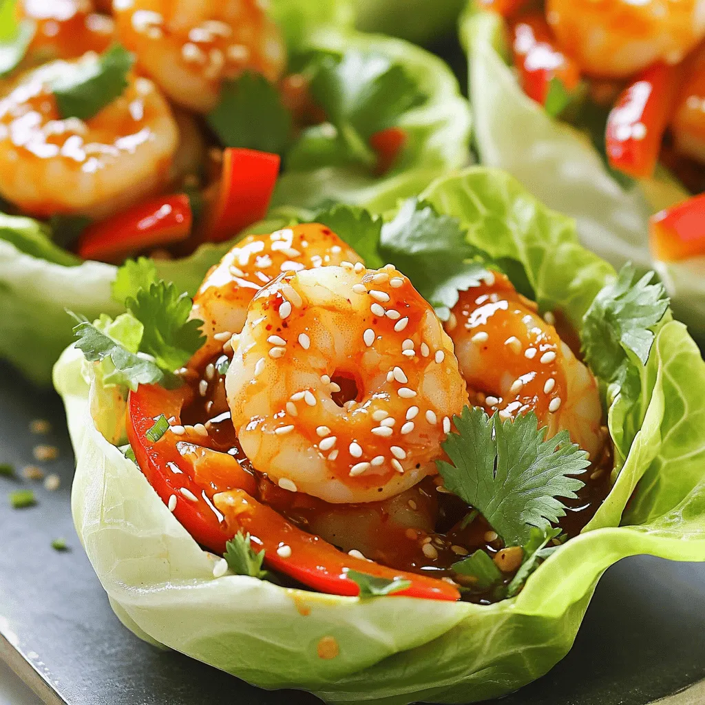 Feurige Garnelen-Lattich-Tassen Einfache und köstliche Snacks