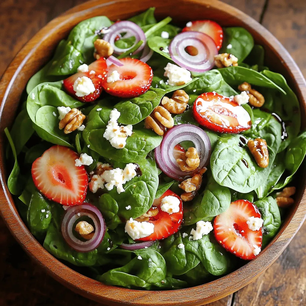 Einfache Spinat Erdbeersalat schnelle und frische Mahlzeit