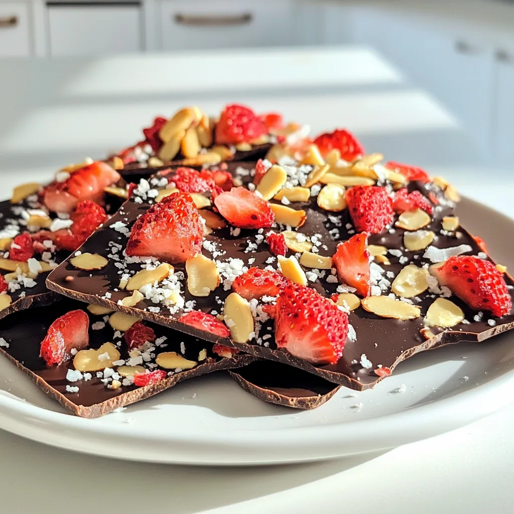 Schokoladeüberzogene Erdbeeren-Bark Einfache Leckerei