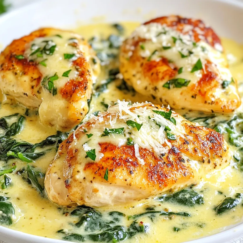 Creamy Garlic Spinach Chicken Leckeres Rezept