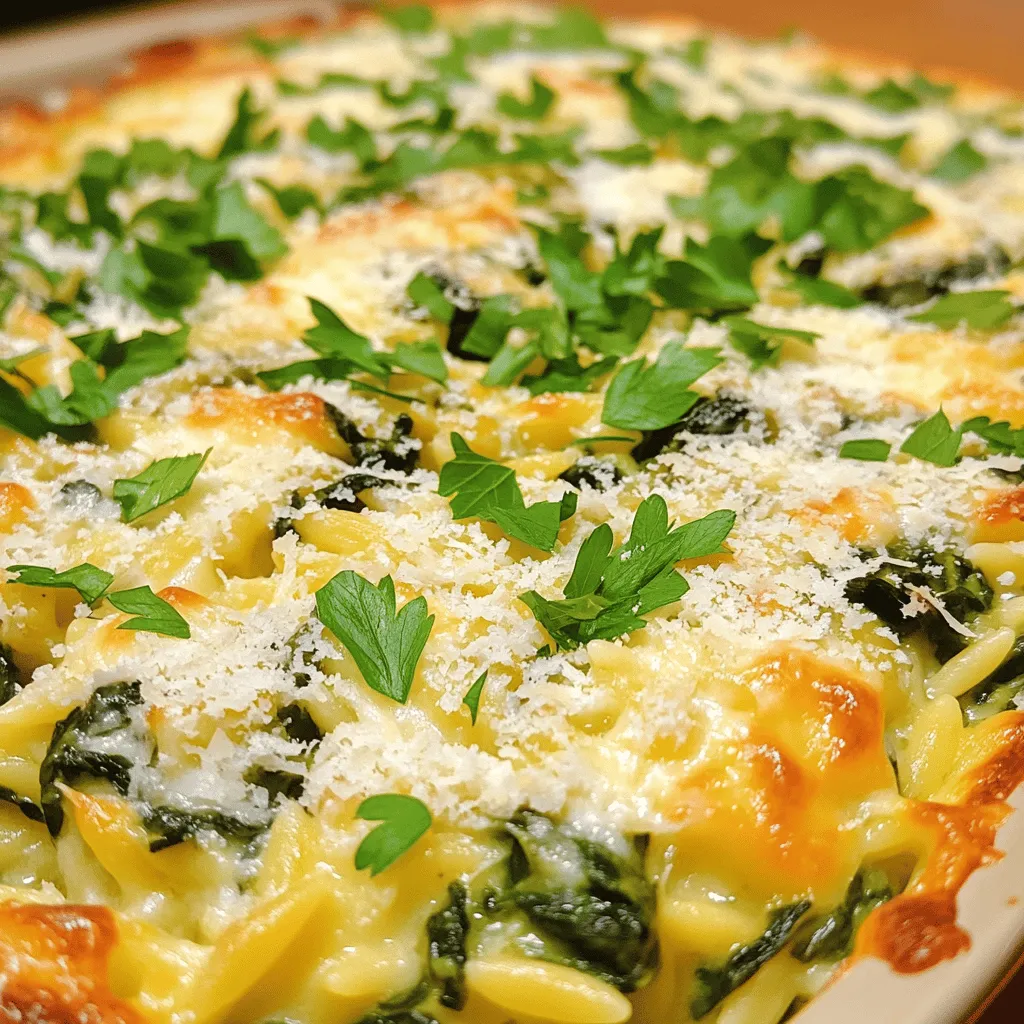 Cremiger Spinach Orzo Bake Einfaches und köstliches Gericht