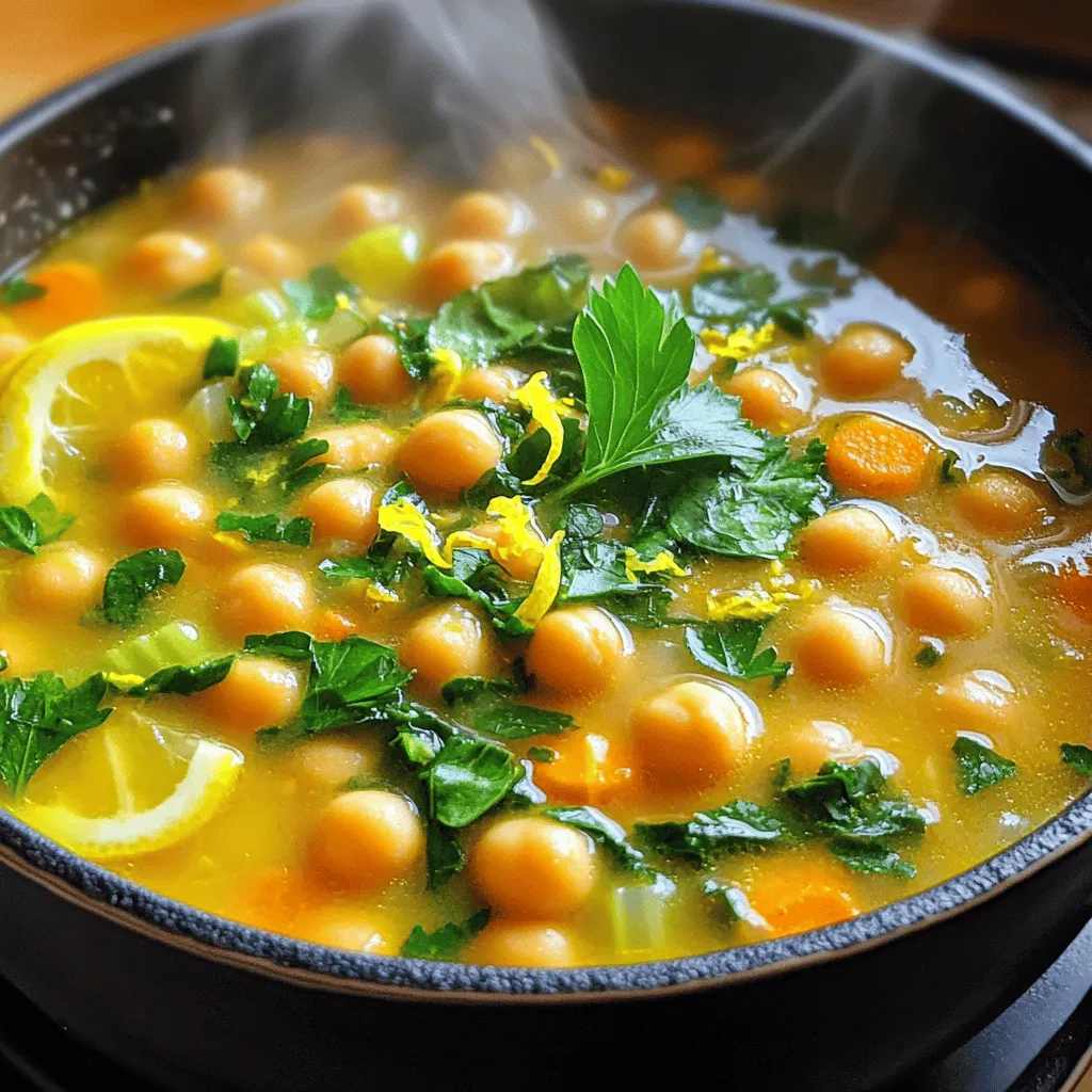 Lemon Garlic Chickpea Soup Einfach und Köstlich