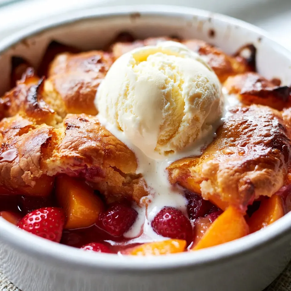 Erdbeer-Pfirsich-Cobbler Fabelhaftes Dessert Rezept