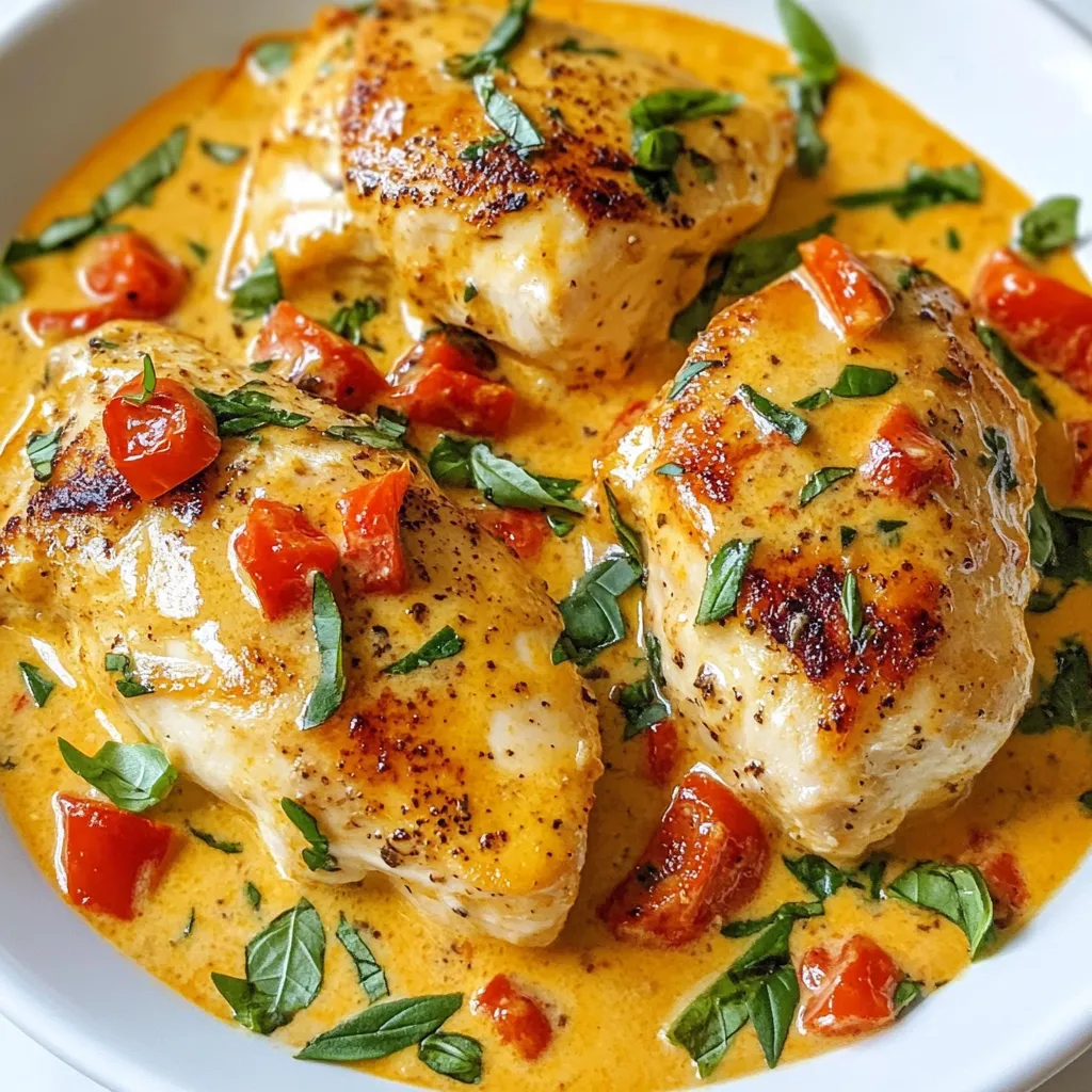 Creamy Roasted Red Pepper Chicken Einfaches Rezept