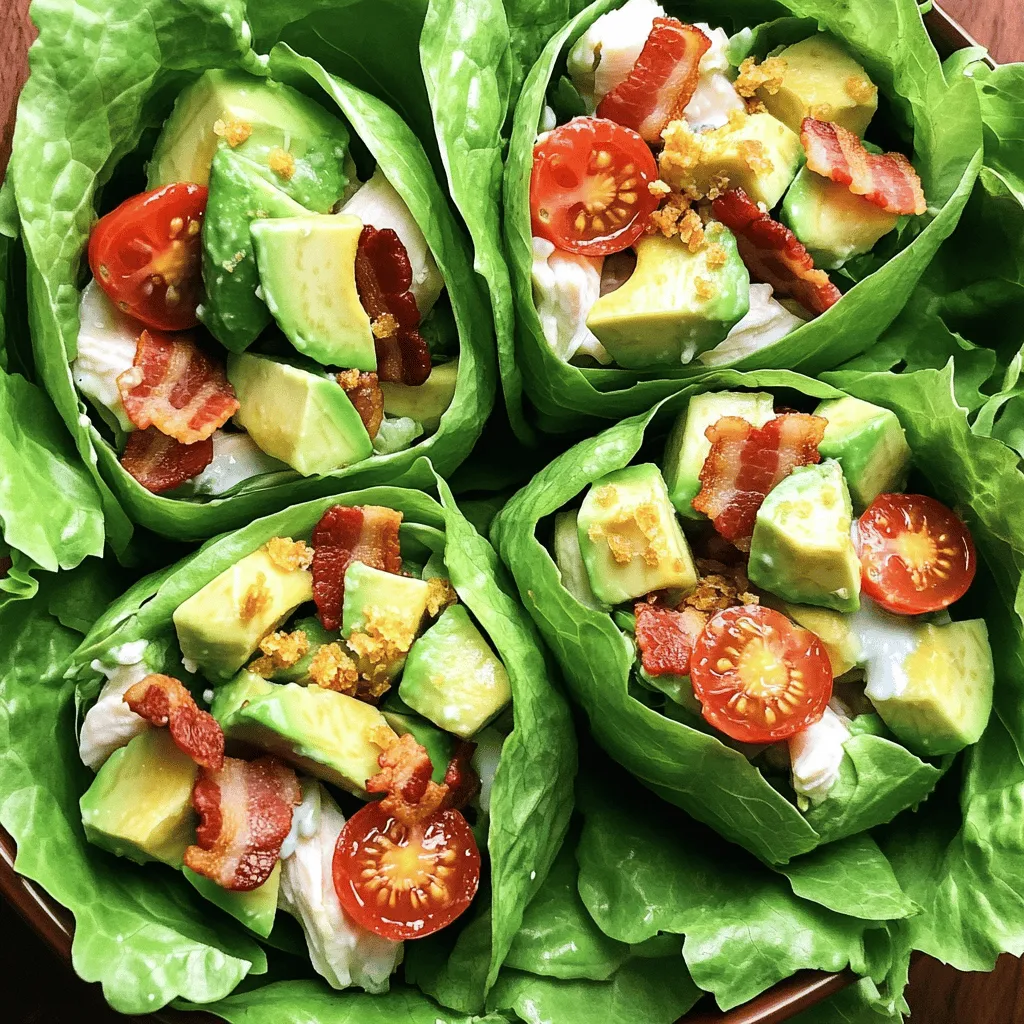 - 2 Tassen gekochtes Hähnchenbrustfilet - 1 Avocado, gewürfelt - 4 Scheiben Bacon