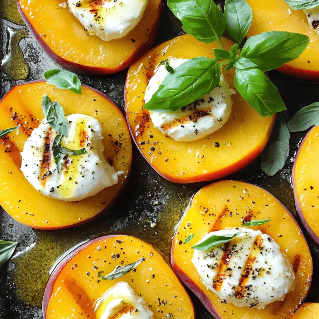 - 4 reife Pfirsiche, halbiert und entkernt - 250 g frischer Mozzarella, in Scheiben - 2 Esslöffel Olivenöl