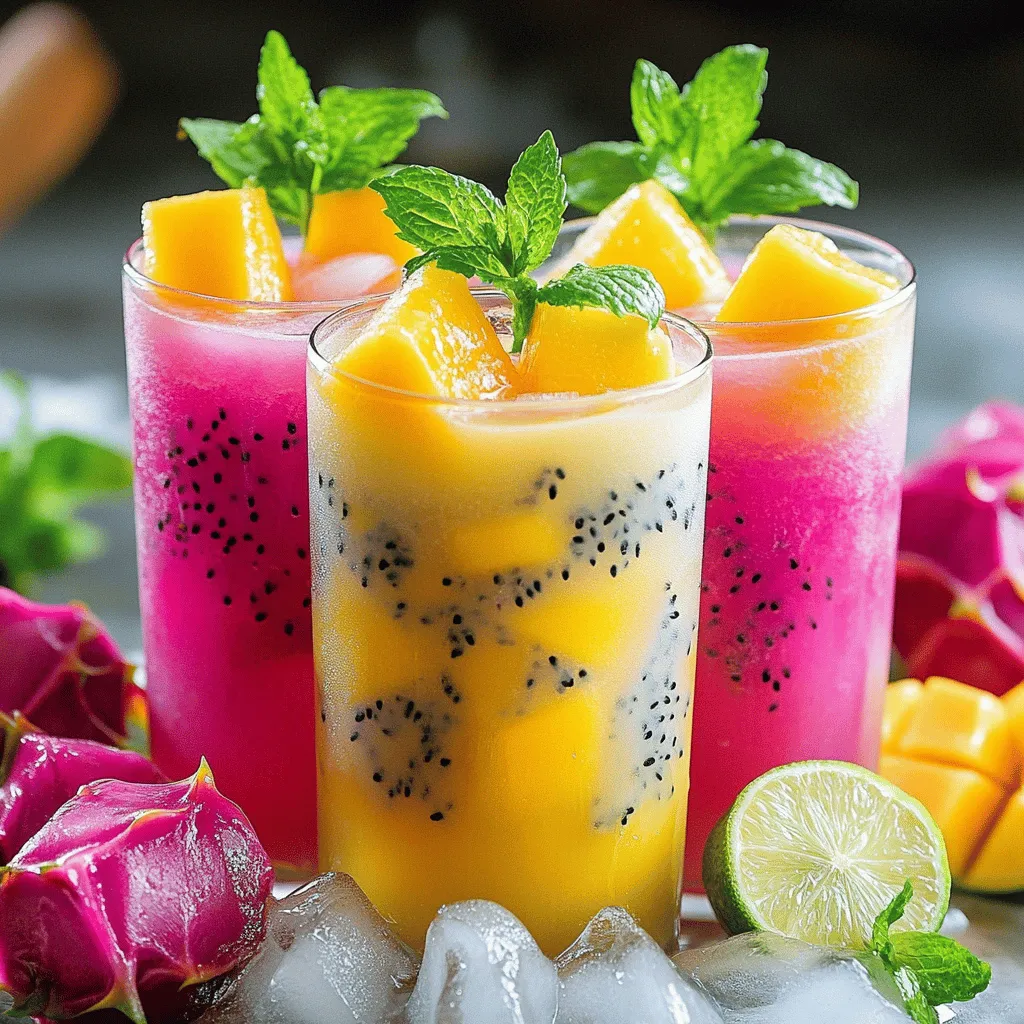 Der Mango Dragonfruit Refresher ist ein fruchtiges Getränk. Es hat einen tollen Geschmack. Die Mischung aus Mango und Dragonfruit macht es besonders. Man kann es an heißen Tagen genießen. Es ist leicht, erfrischend und voller Vitamine.