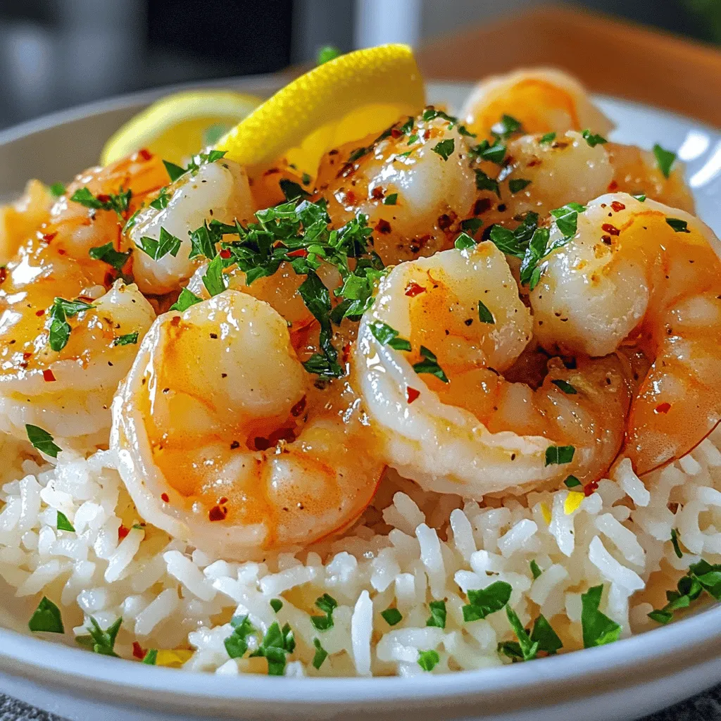 Knoblauchbutter Garnelen und Reis Einfaches Rezept