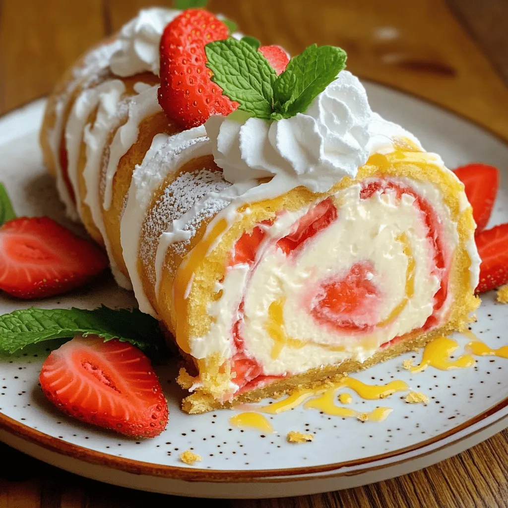 Erdbeer-Shortcake-Käsekuchen-Rolle leckeres Dessert