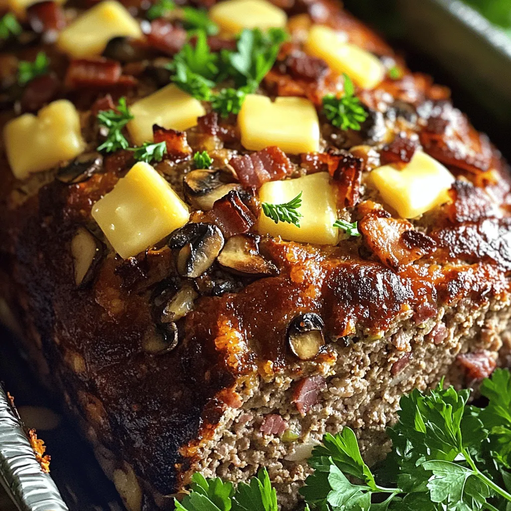 - 500g Rinderhackfleisch - 200g Speck, gewürfelt - 150g Champignons, fein gehackt