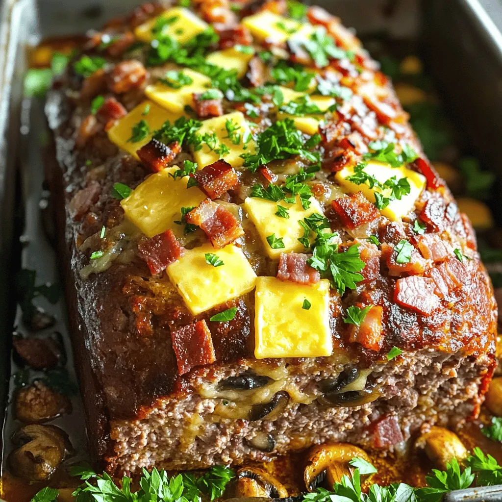 Bacon Mushroom Swiss Cheese Meatloaf Köstliches Rezept