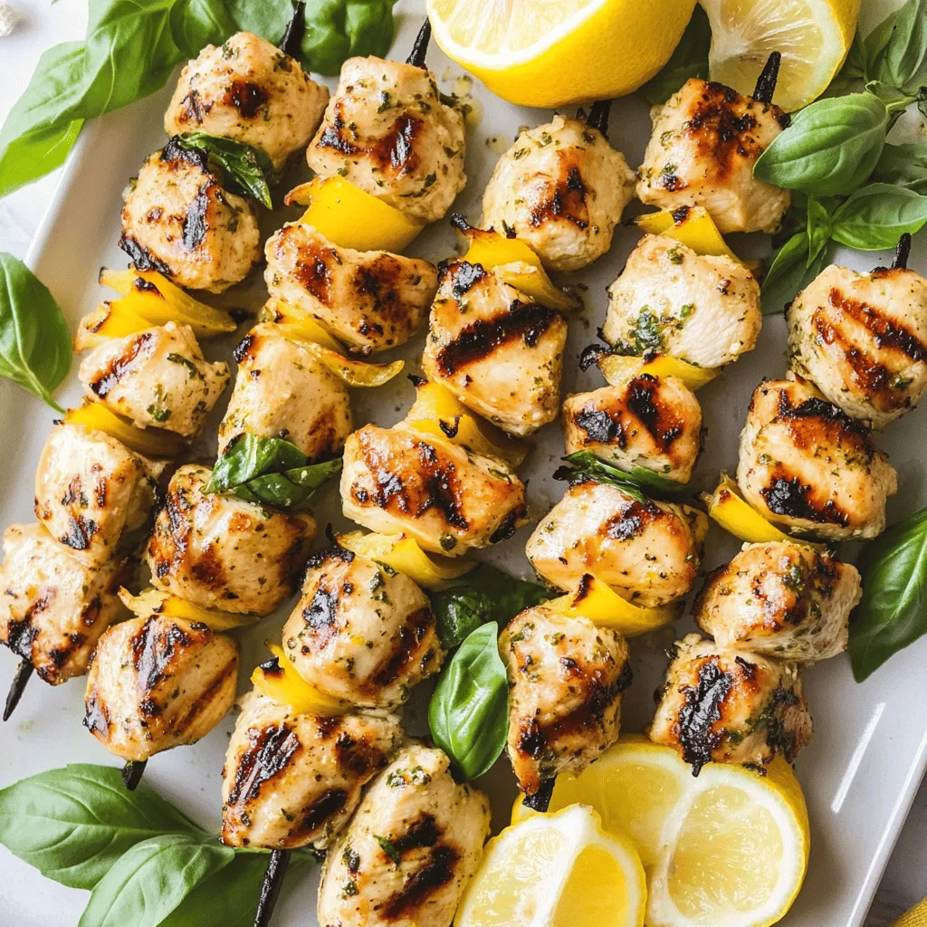 Lemon Basil Chicken Skewers Einfache Grillidee
