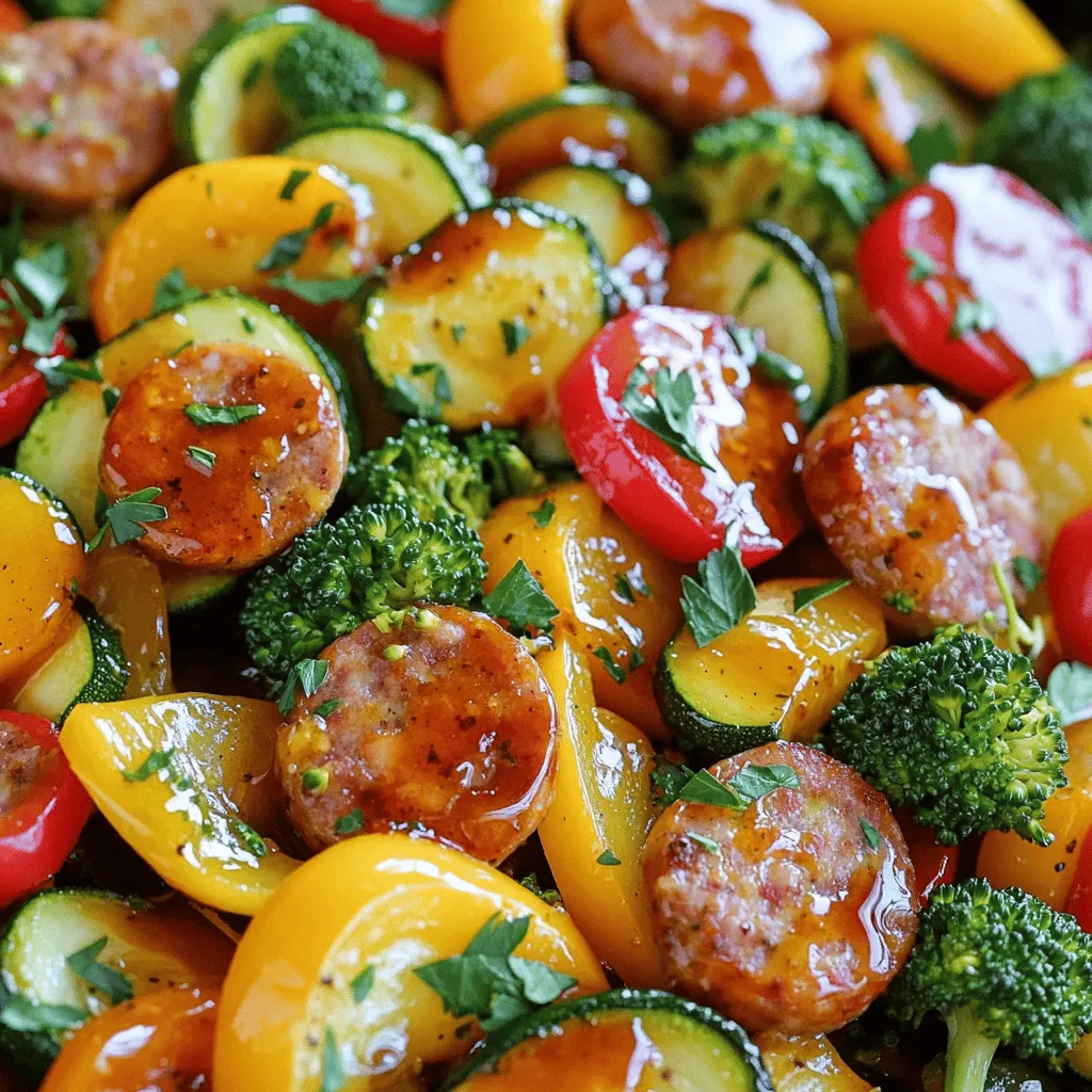 One-Pan Honey Garlic Sausage &#038; Veggies Einfaches Gericht