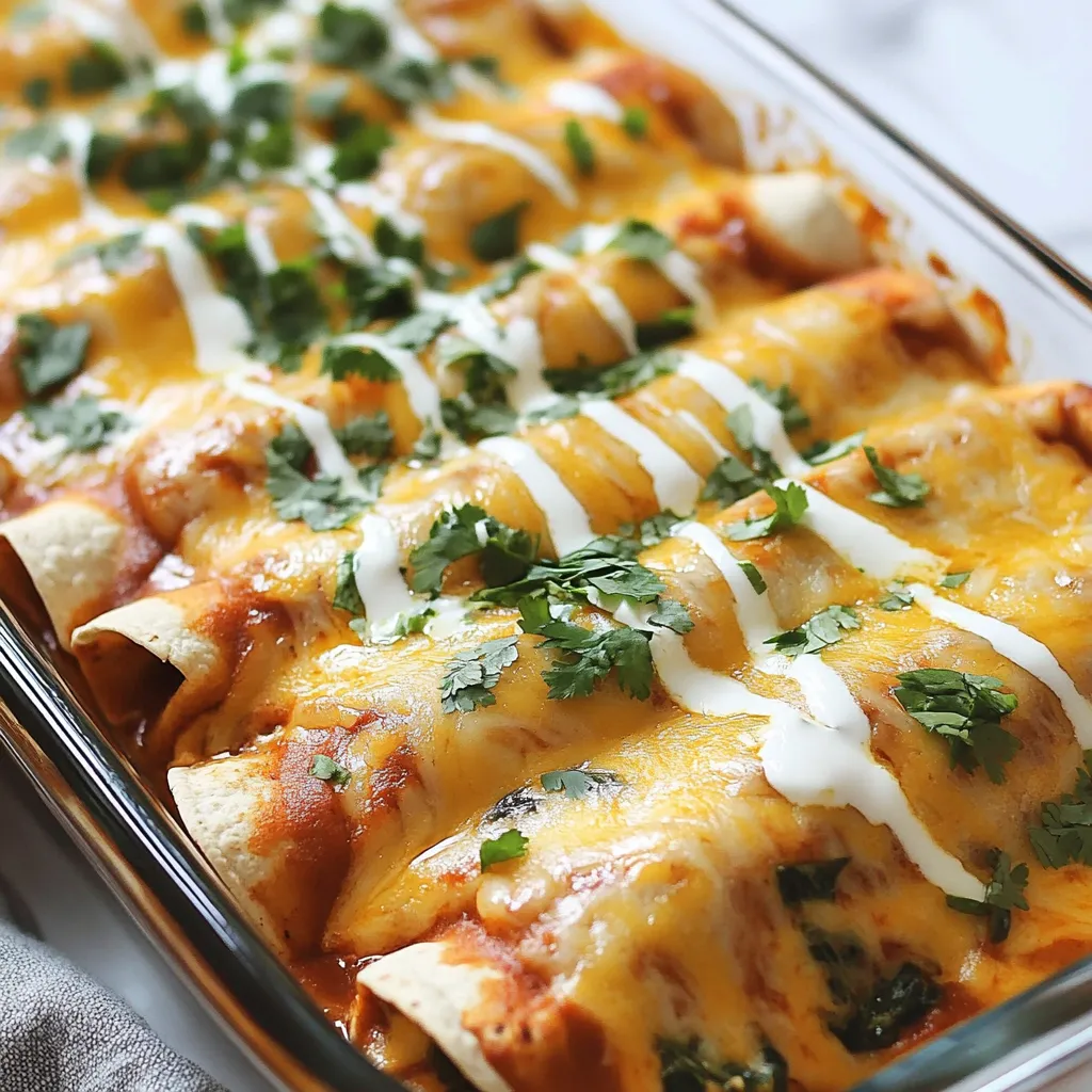 Cremige Spinat-Hähnchen-Enchiladas Einfaches Rezept