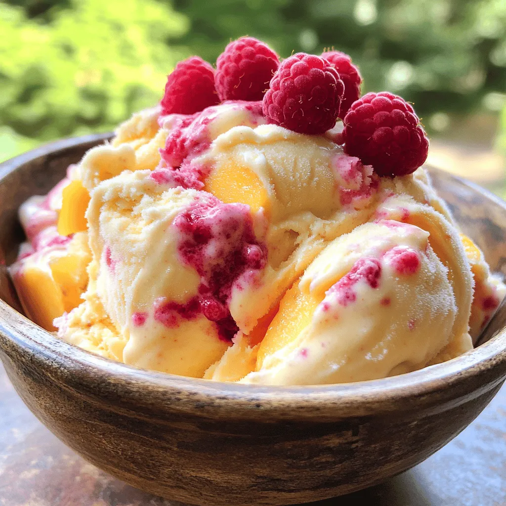 Peach Raspberry Frozen Yogurt Frisch und Einfach Rezept