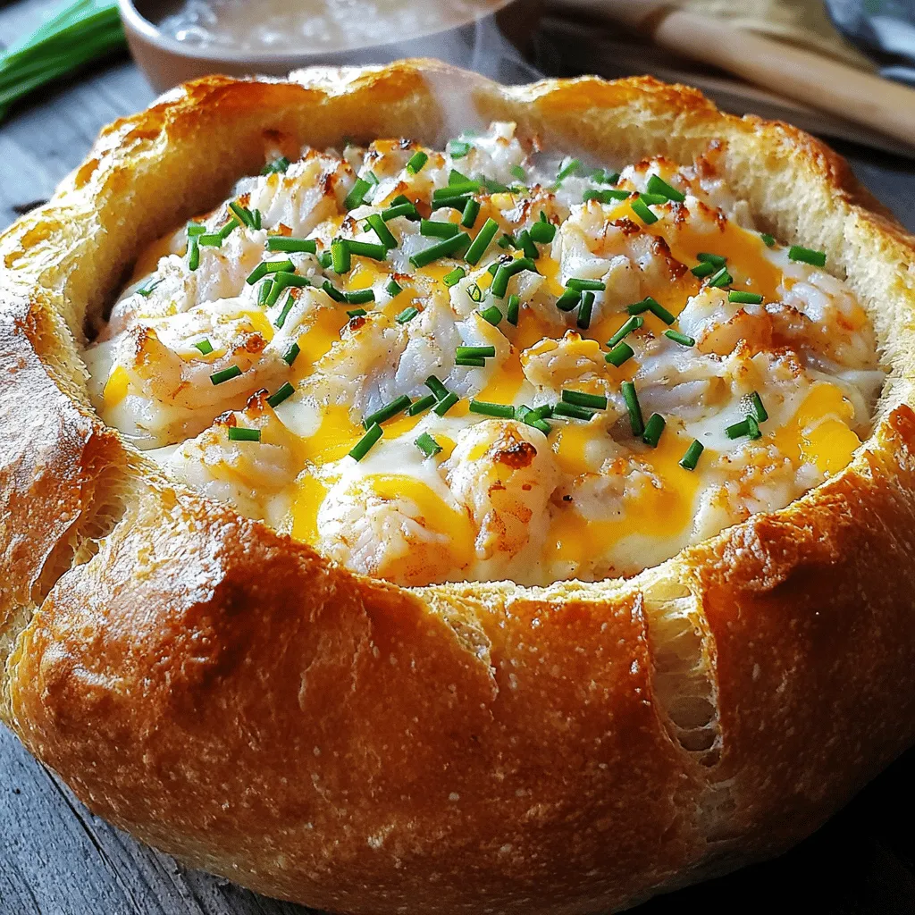 Um die perfekte gefüllte Meeresfrüchte-Brot-Schale zu machen, brauchst du diese Hauptzutaten: