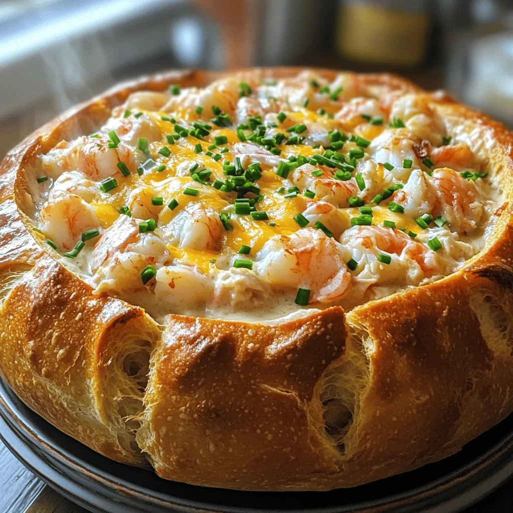 Gefüllte Meeresfrüchte-Brot-Schale Einfach und Köstlich