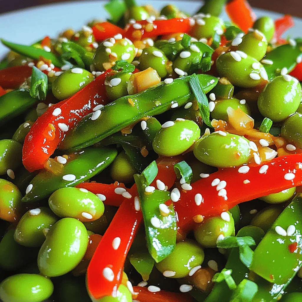 Würzige Knoblauch-Edamame-Pfanne mit frischem Gemüse