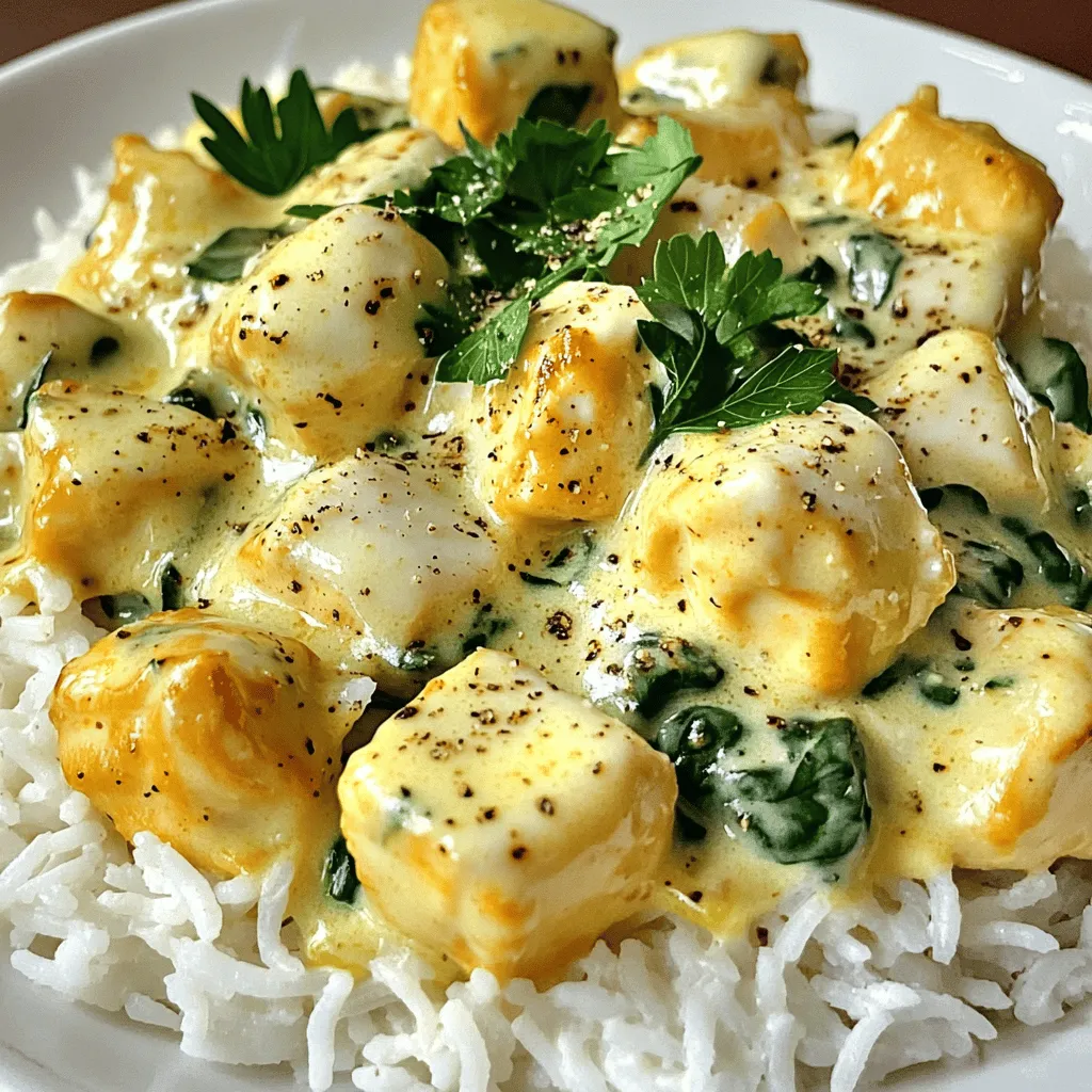 - 500 g Hähnchenbrustfilets - 200 ml Sahne - 1 Tasse Hühnerbrühe