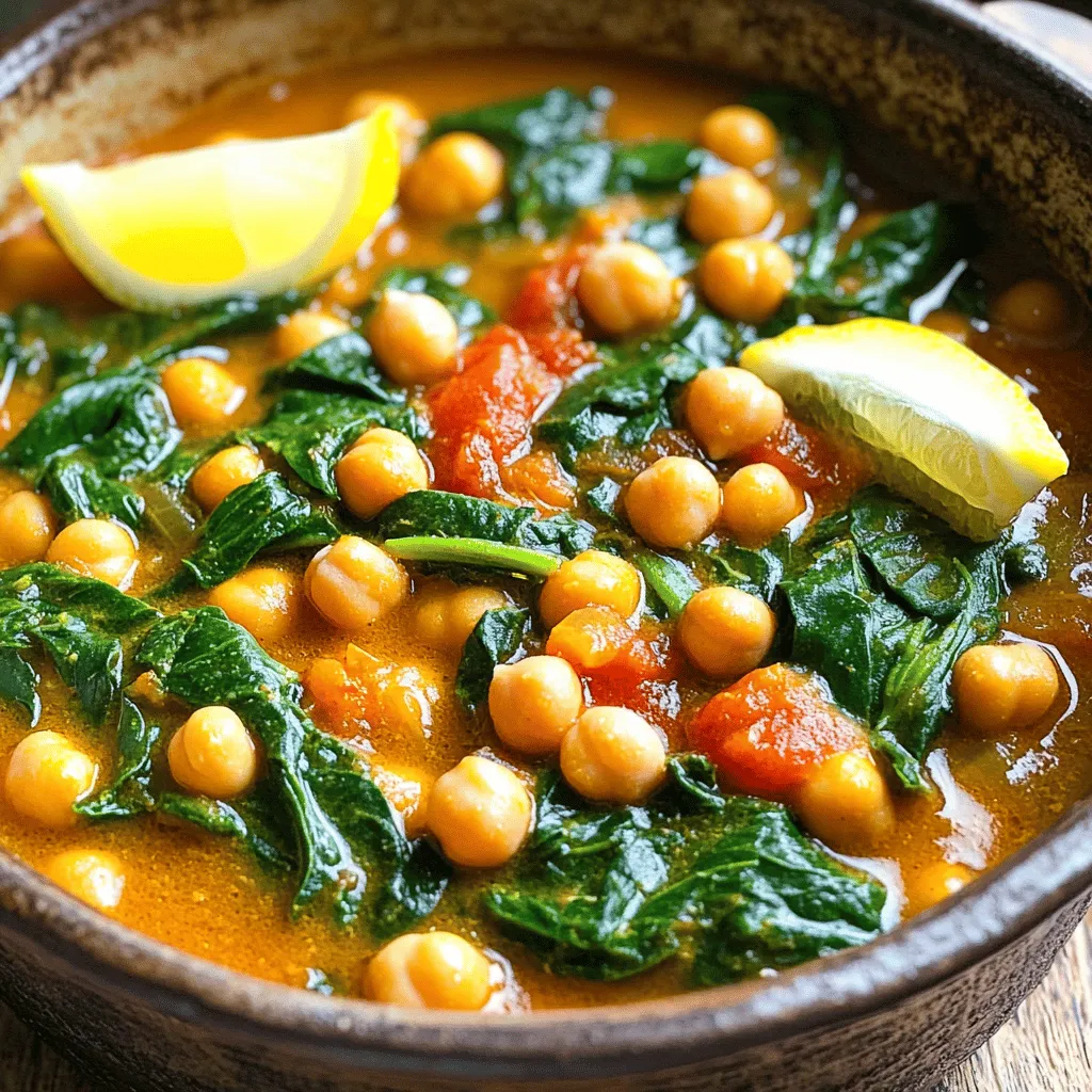 Spicy Chickpea and Spinach Stew Würzig und Nahrhaft