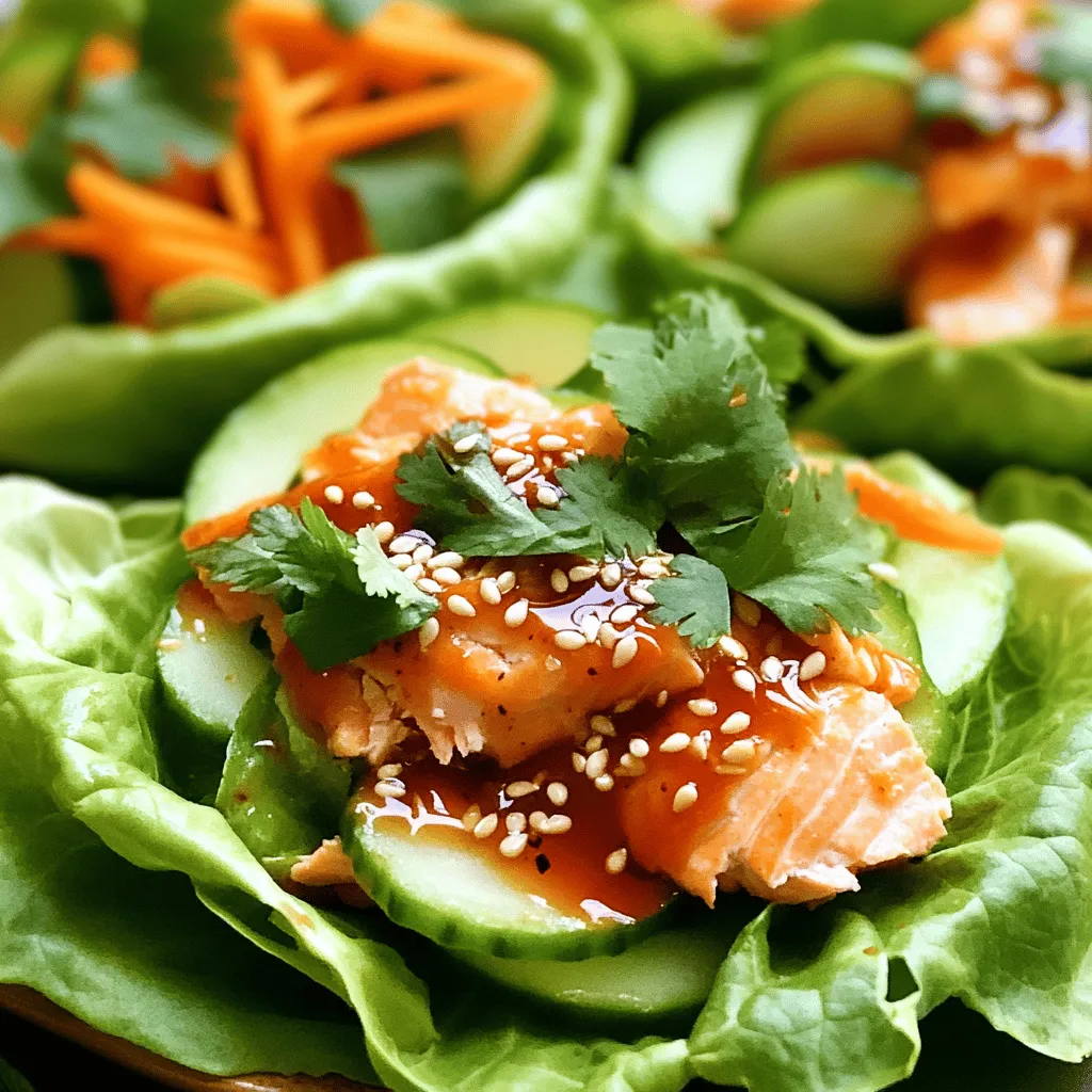 Leckere Sweet Chili Salmon Lettuce Wraps Rezept