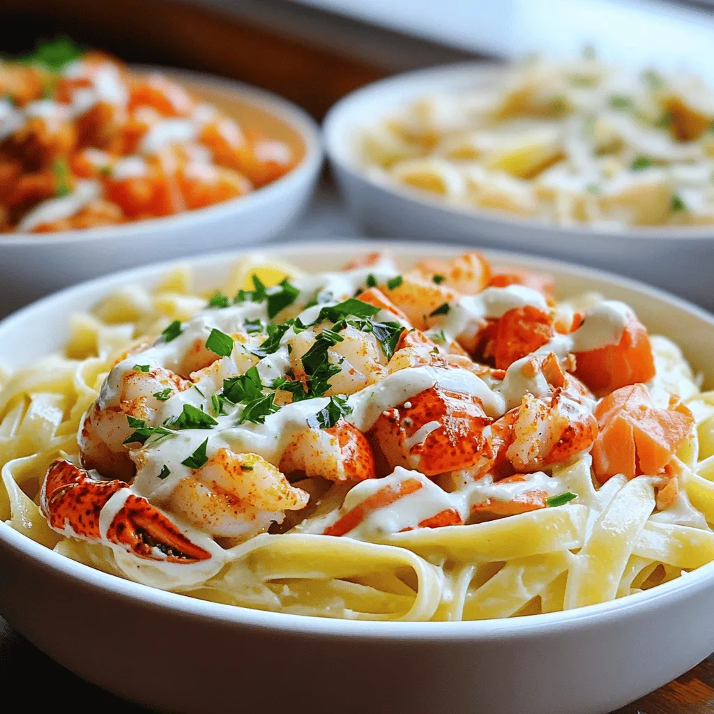 Beste Cajun-Lobster, Crab und Salmon Alfredo Rezept