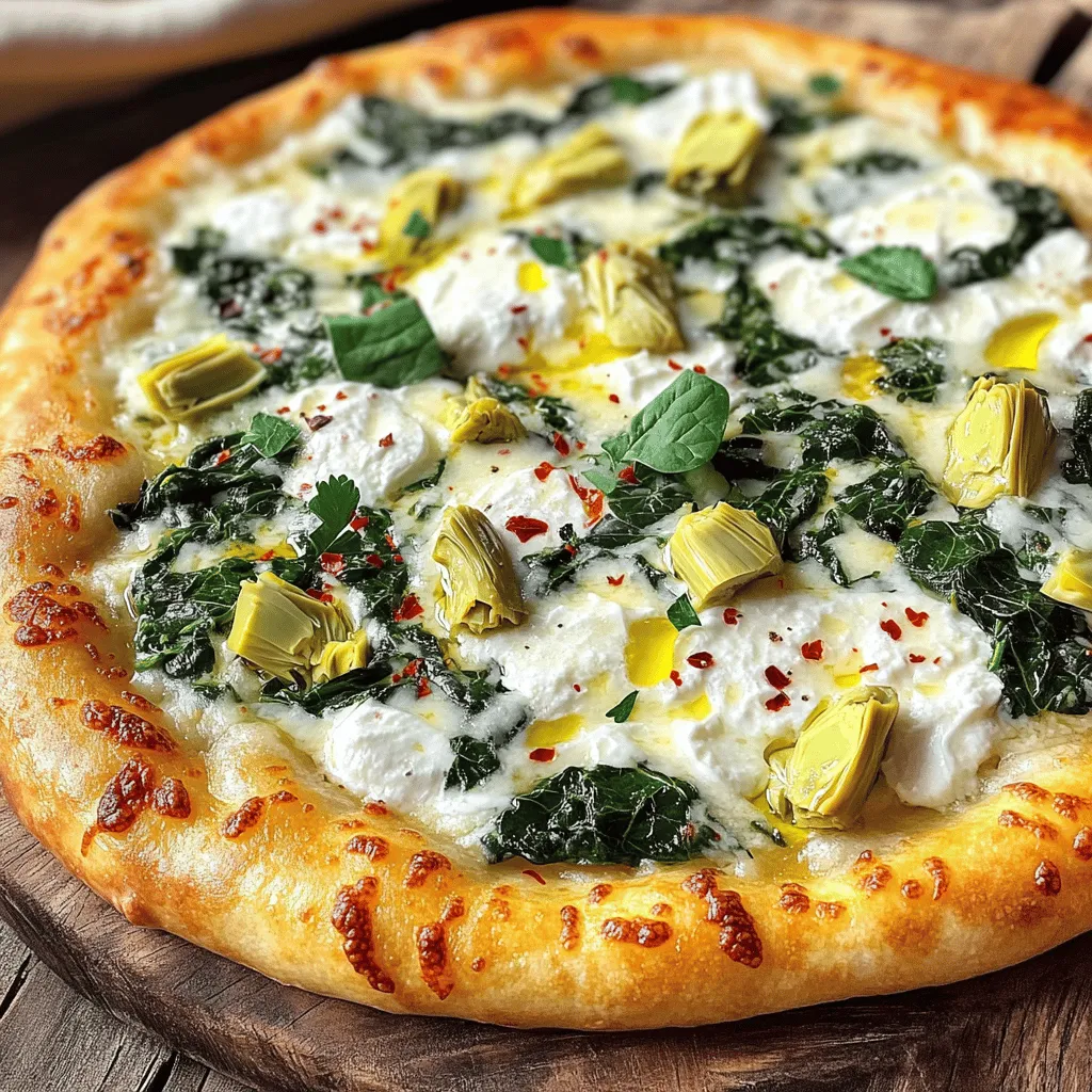 Käse-Spinat-Artischocken-Pizza Einfach und Lecker